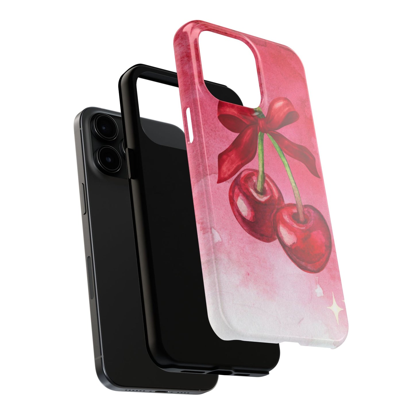Red Watercolor Cherry and Bow Phone Case