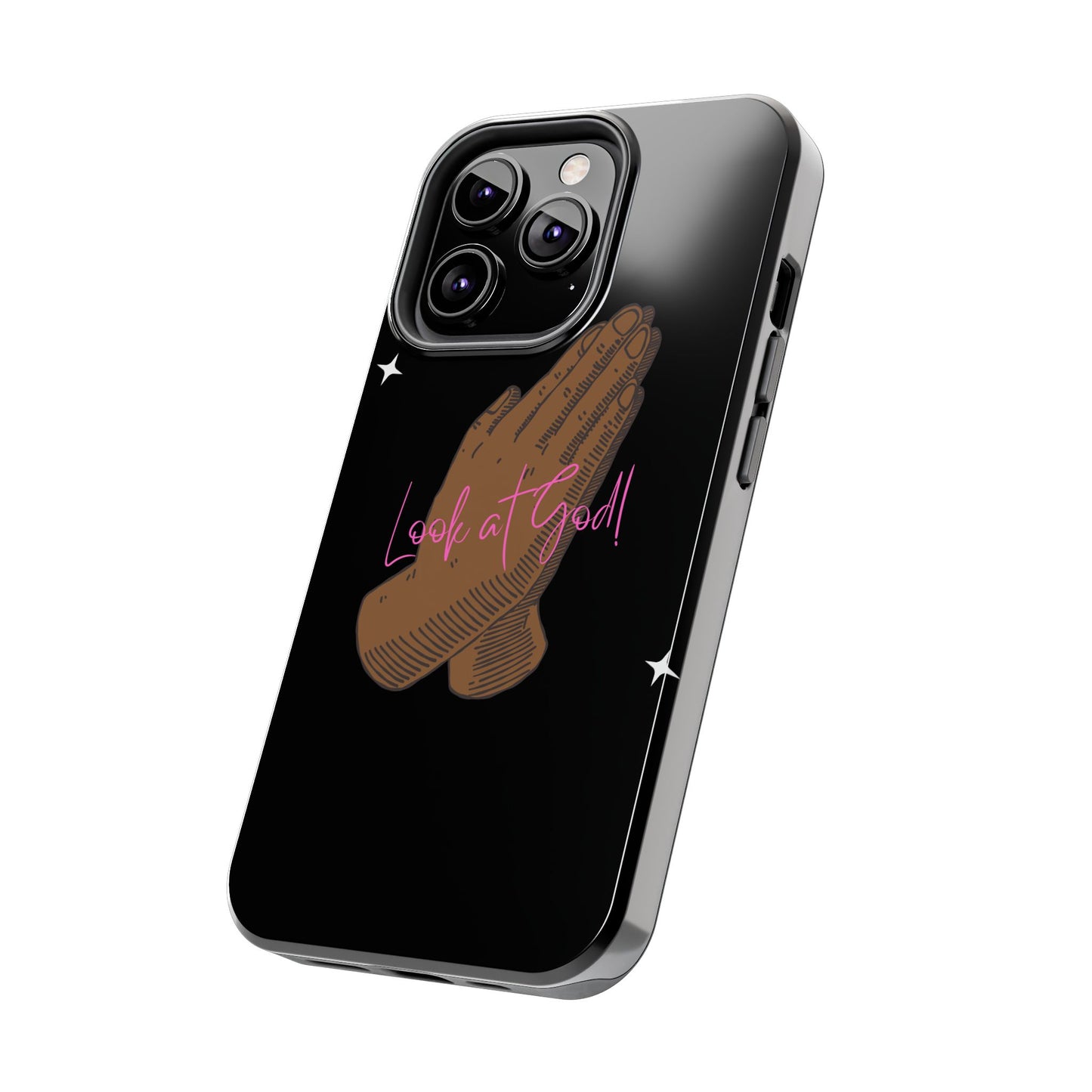Phone Cases - 'Look at God' Praying Hands Religious Design Tough Case for iPhone