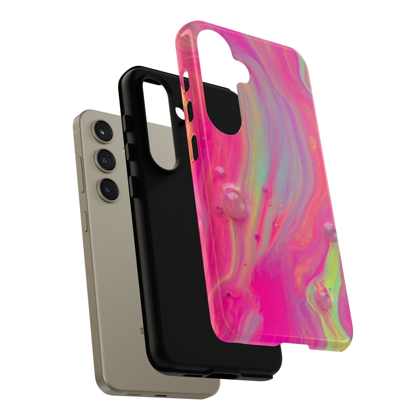 Pink Trendy Futuristic Tough Phone Case with Colorful Abstract Design for Samsung
