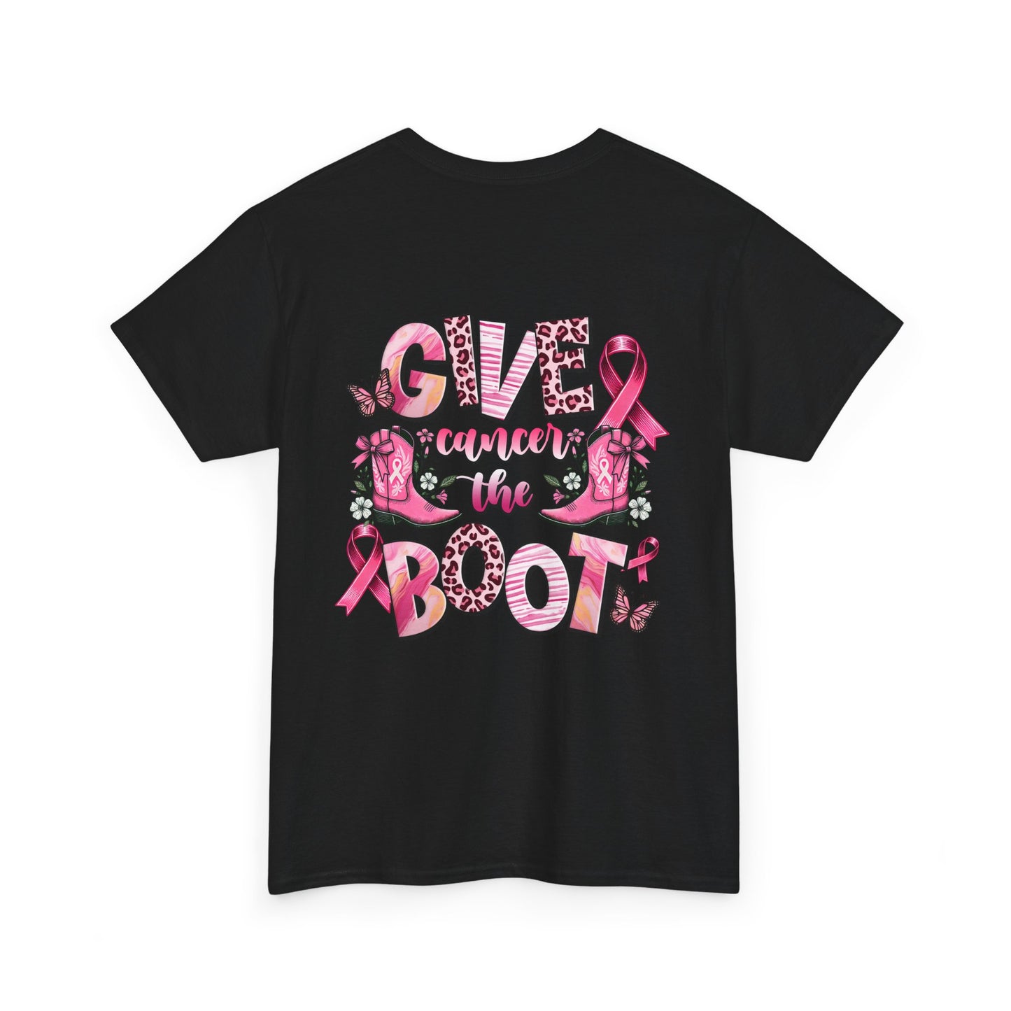 Breast Cancer Awareness Tee - "Give Cancer the Boot" Unisex Cotton Shirt