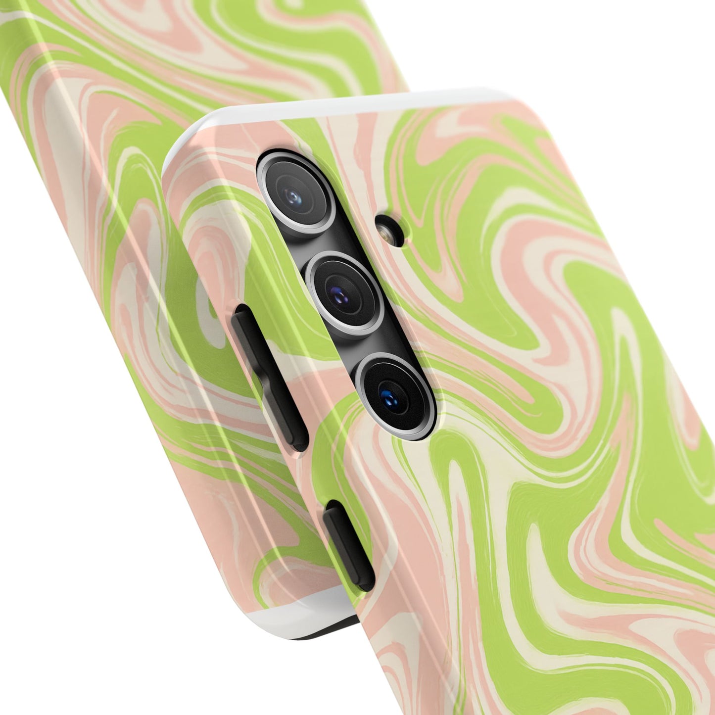 Pink & Green Stylish Tough Phone Case, Durable Protection, Gift for Friends, Colorful Marble Design