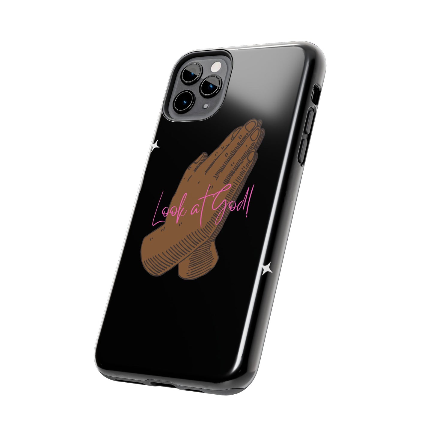 Phone Cases - 'Look at God' Praying Hands Religious Design Tough Case for iPhone