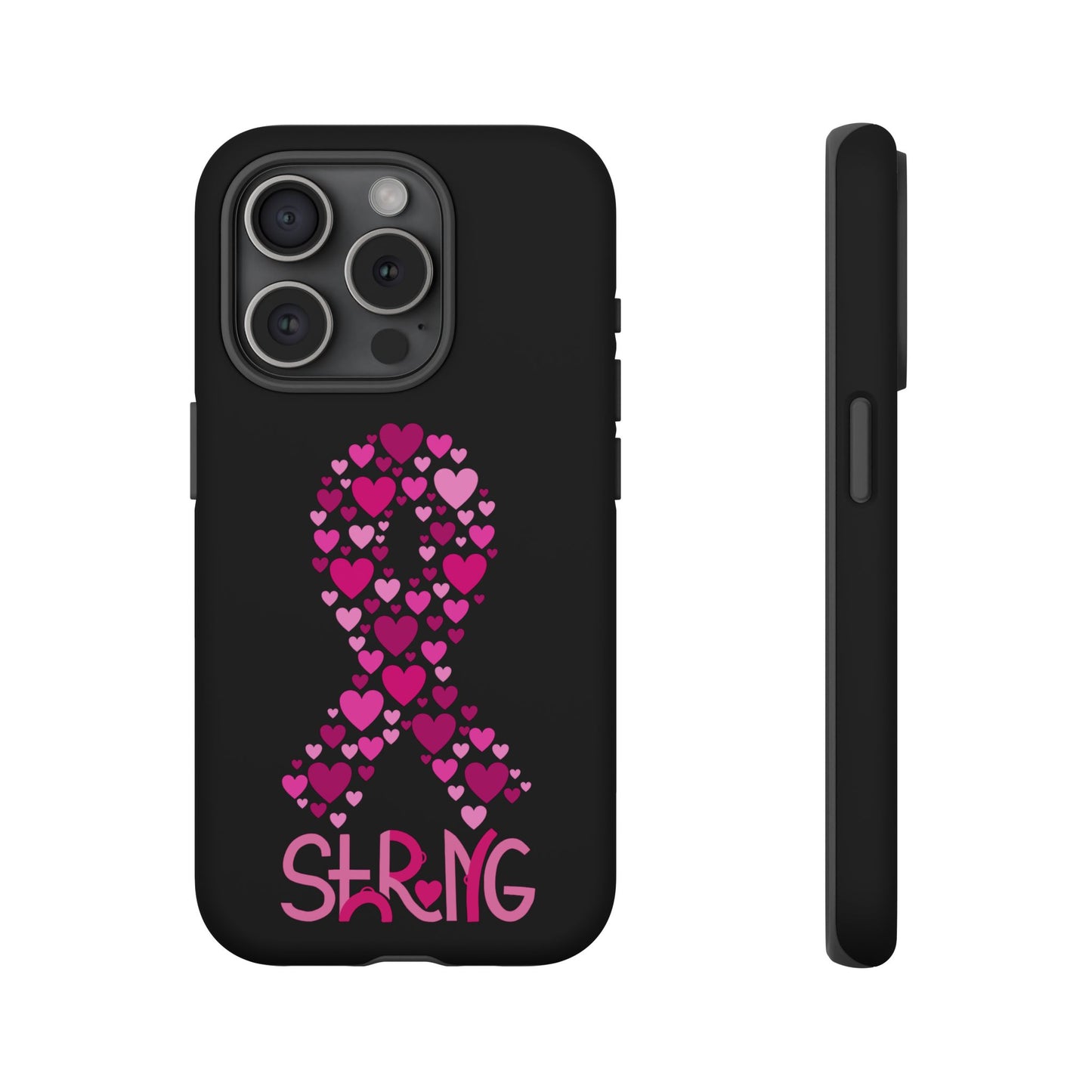 Pink Ribbon Phone Case - Strong Heart Design, Cancer Awareness, Gift for Supporters for IPhone