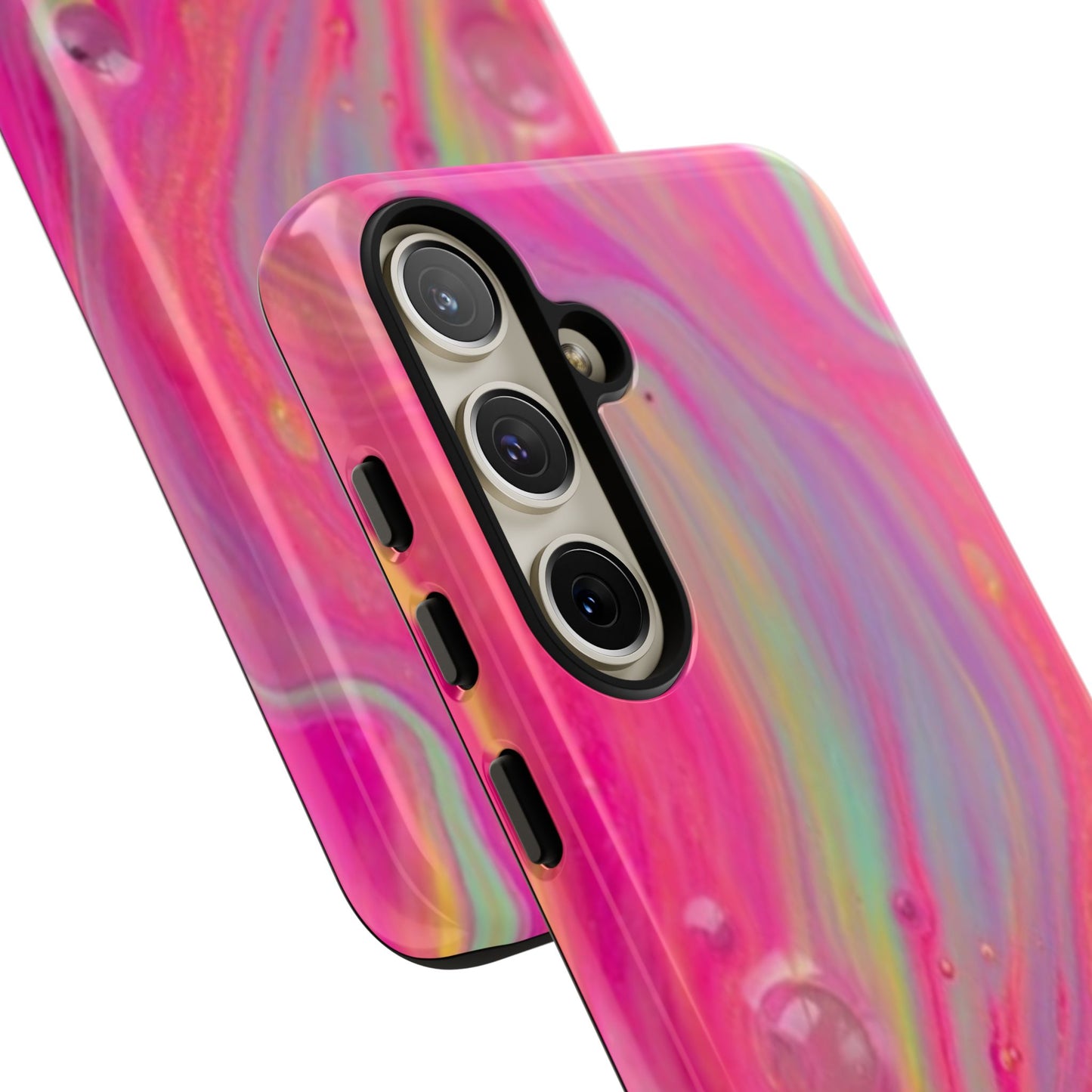 Pink Trendy Futuristic Tough Phone Case with Colorful Abstract Design for Samsung