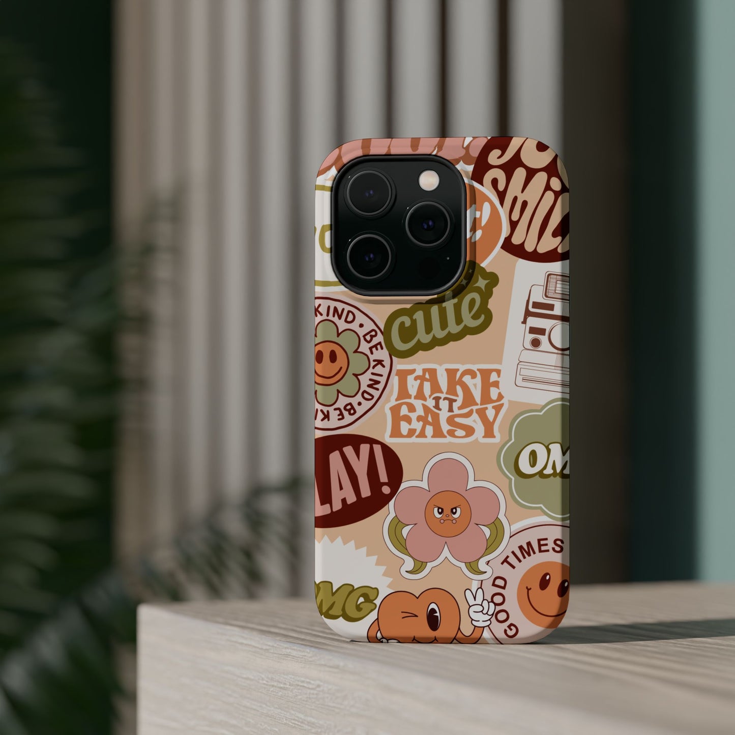 Cute Retro, Positive Affirmation Sticker Phone Case, Funky Phone Cover, Vibrant Design, Ideal Gift for Teens
