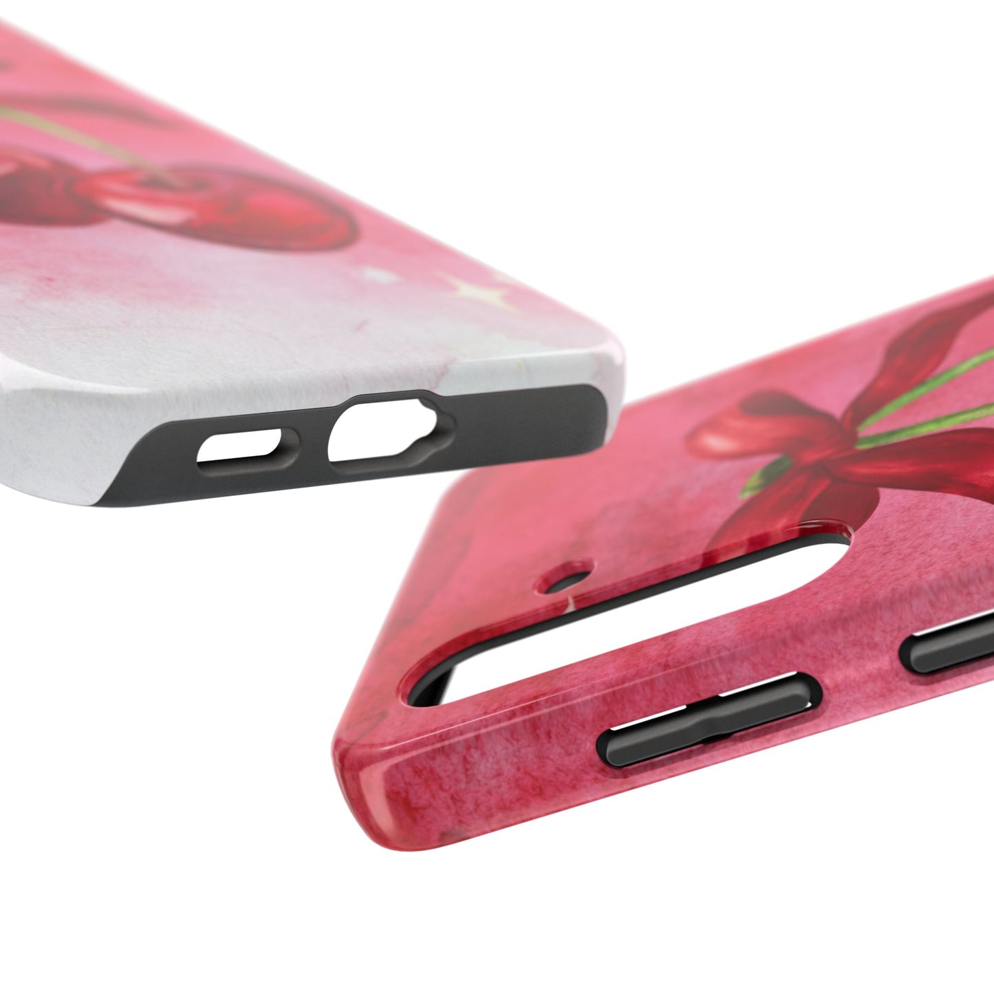 Red Watercolor Cherry and Bow Phone Case