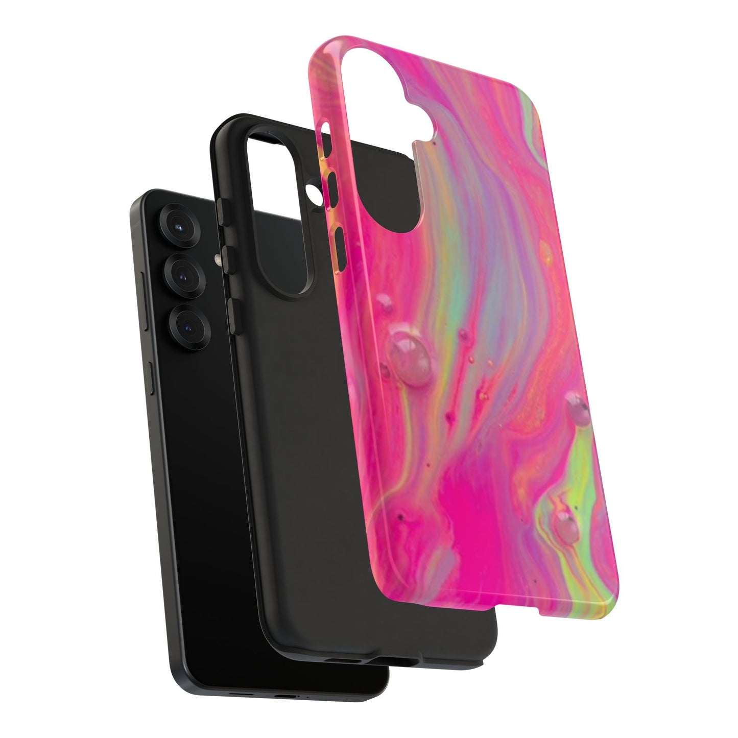 Pink Trendy Futuristic Tough Phone Case with Colorful Abstract Design for Samsung