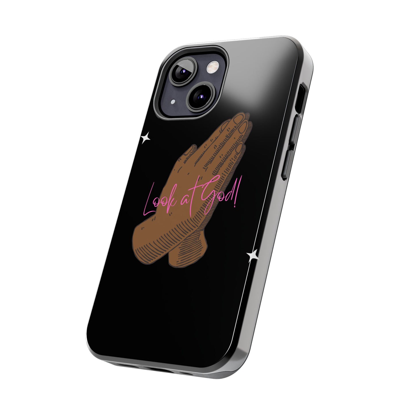 Phone Cases - 'Look at God' Praying Hands Religious Design Tough Case for iPhone