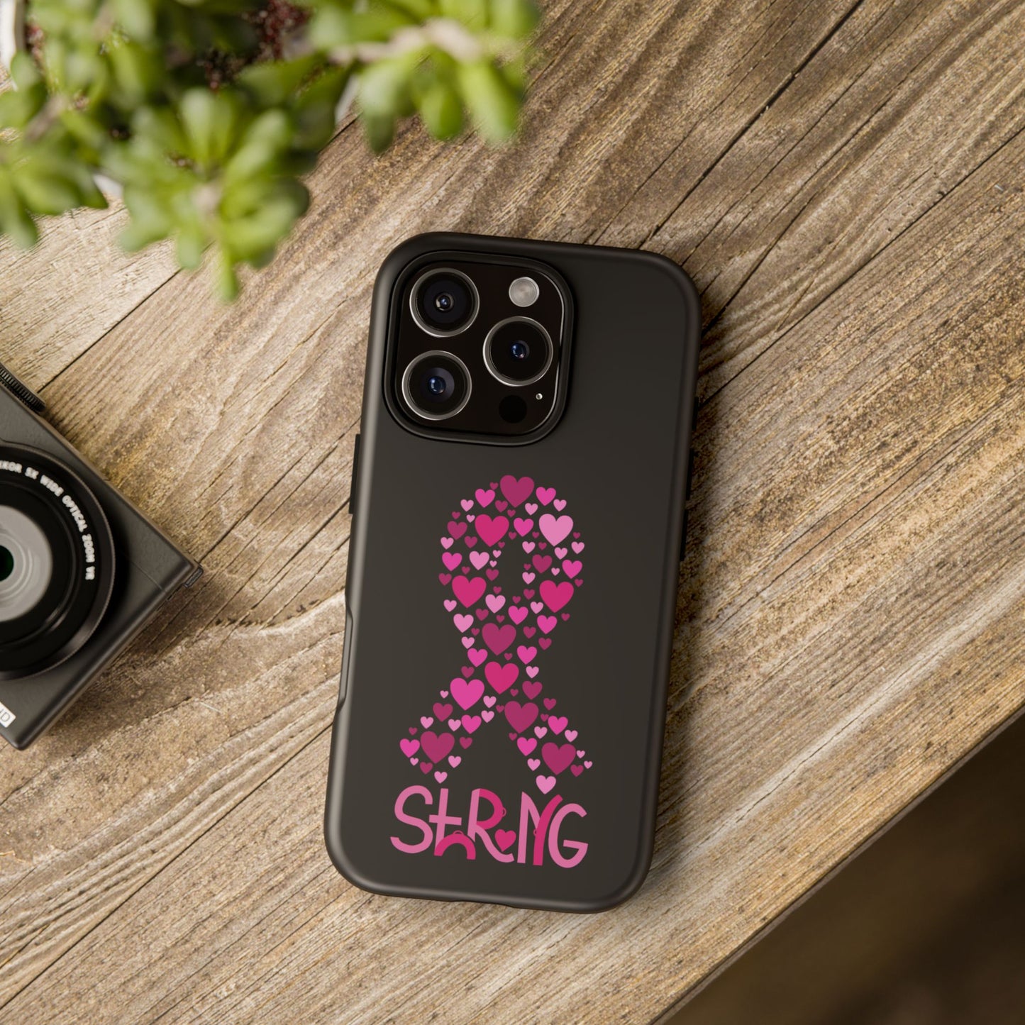 Pink Ribbon Phone Case - Strong Heart Design, Cancer Awareness, Gift for Supporters for IPhone