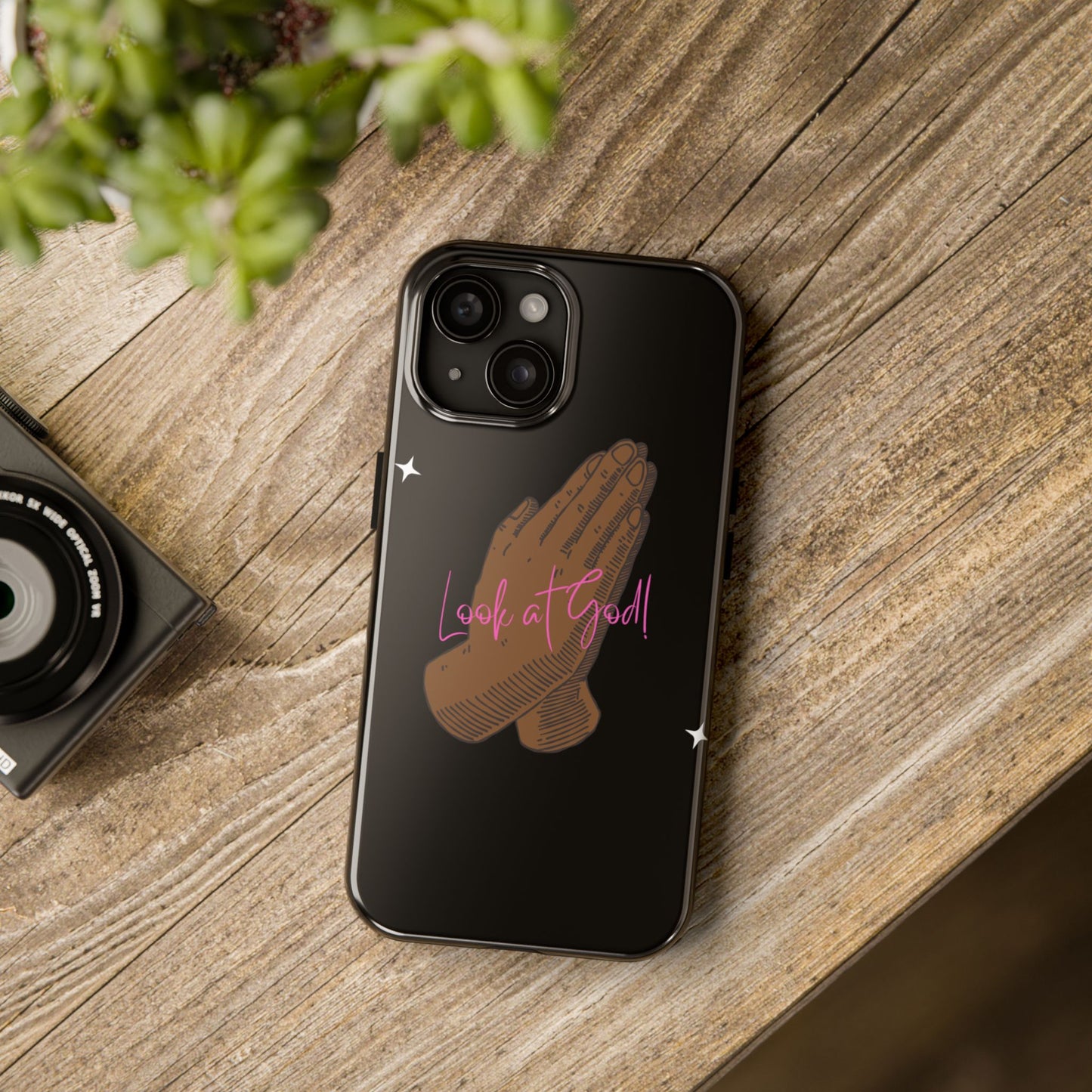 Phone Cases - 'Look at God' Praying Hands Religious Design Tough Case for iPhone