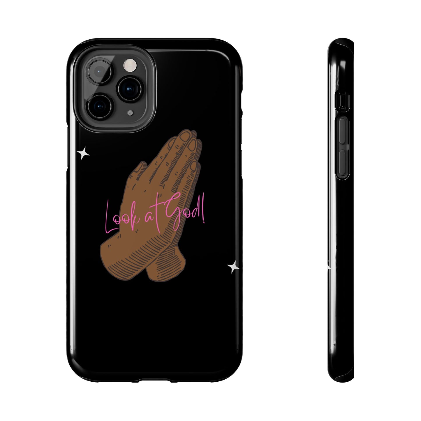 Phone Cases - 'Look at God' Praying Hands Religious Design Tough Case for iPhone