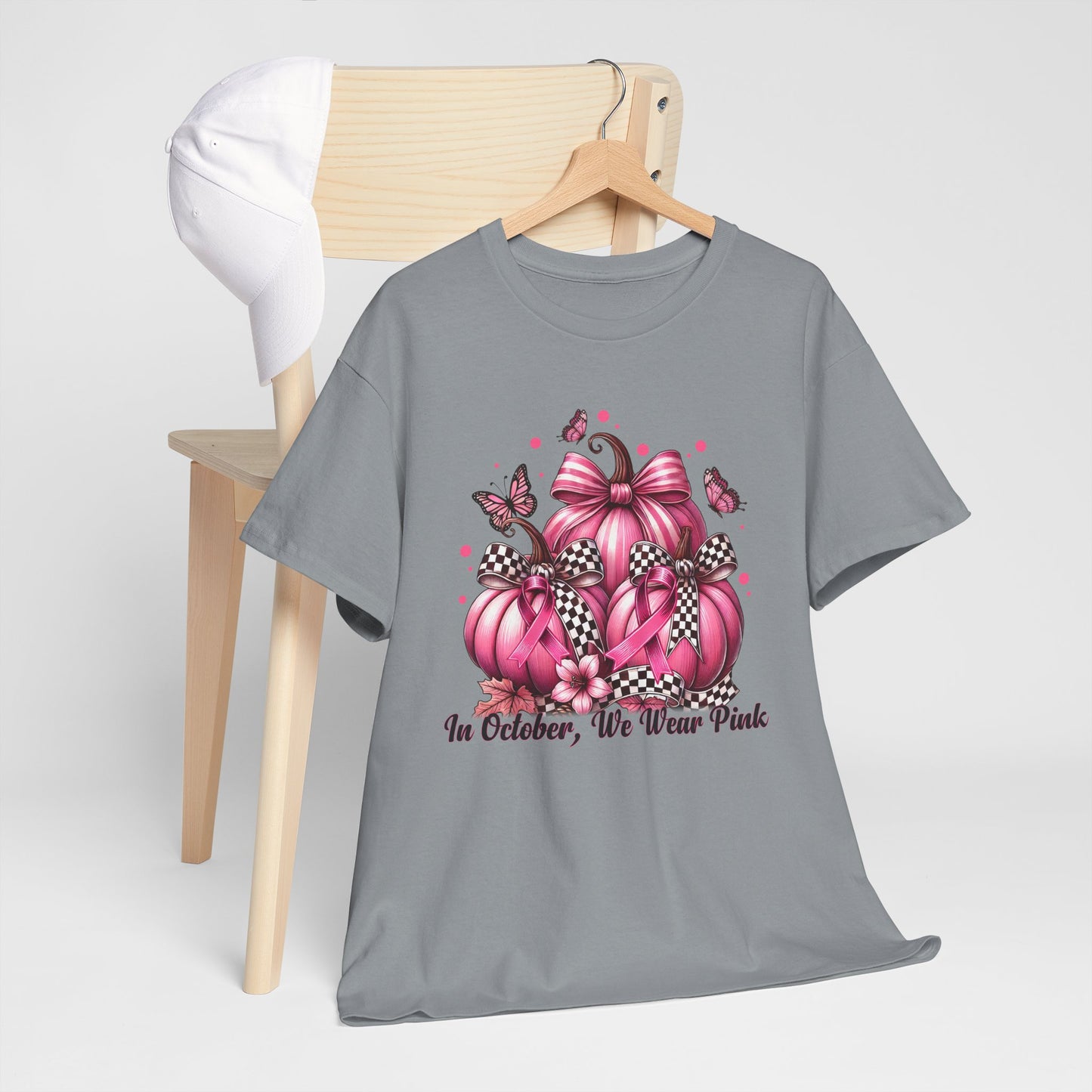 'In October, We Wear Pink' October Awareness Unisex Cotton Tee