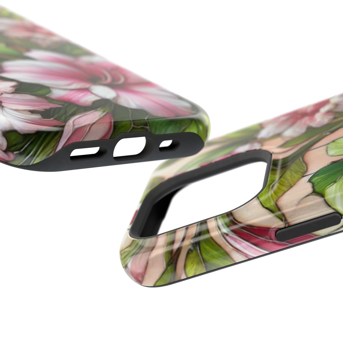Elegant Pink & Green Floral MAGNETIC Tough Cases - Durable Phone Protection