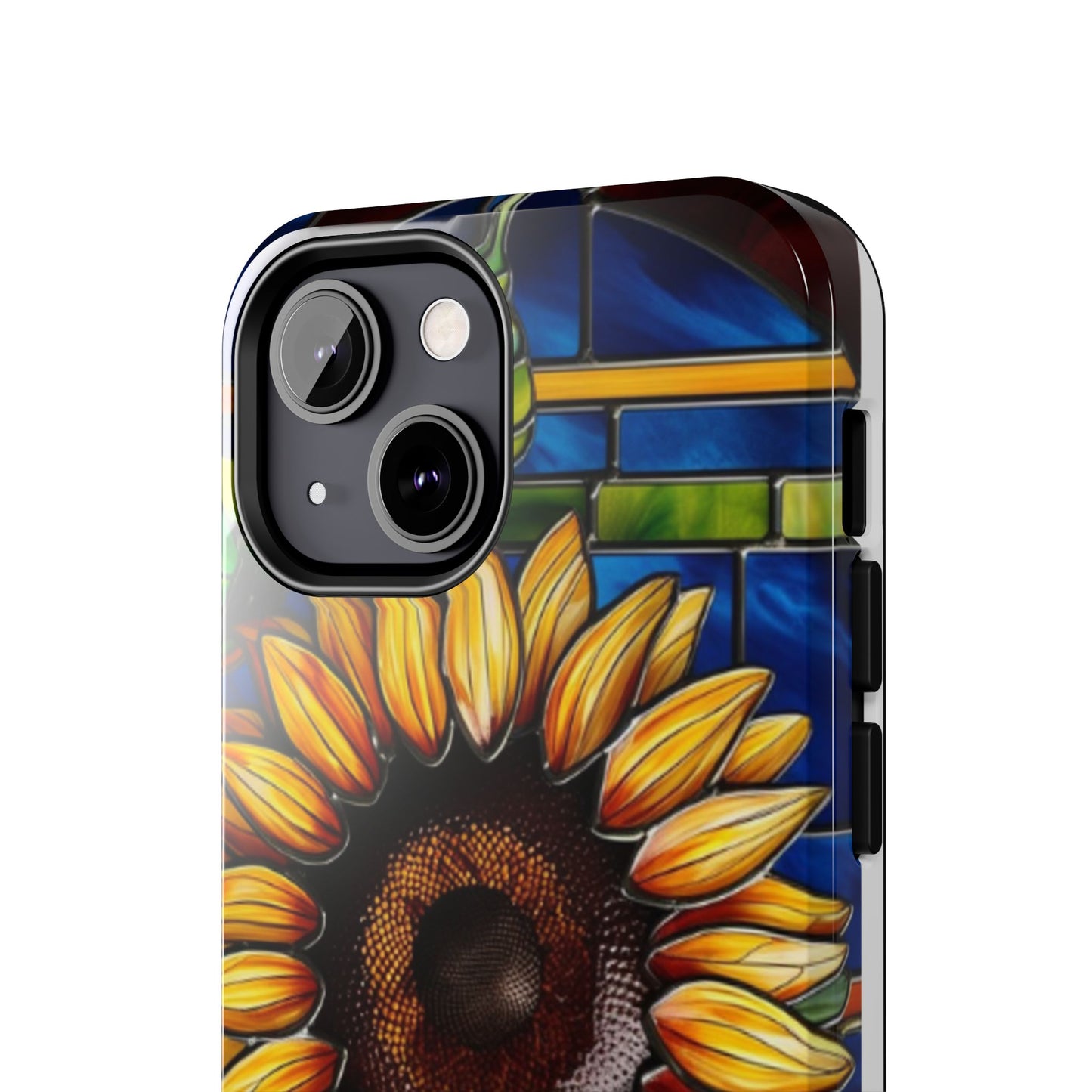 Vibrant Sunflower Tough Phone Case with Stained Glass Effect - Durable & Stylish Protection