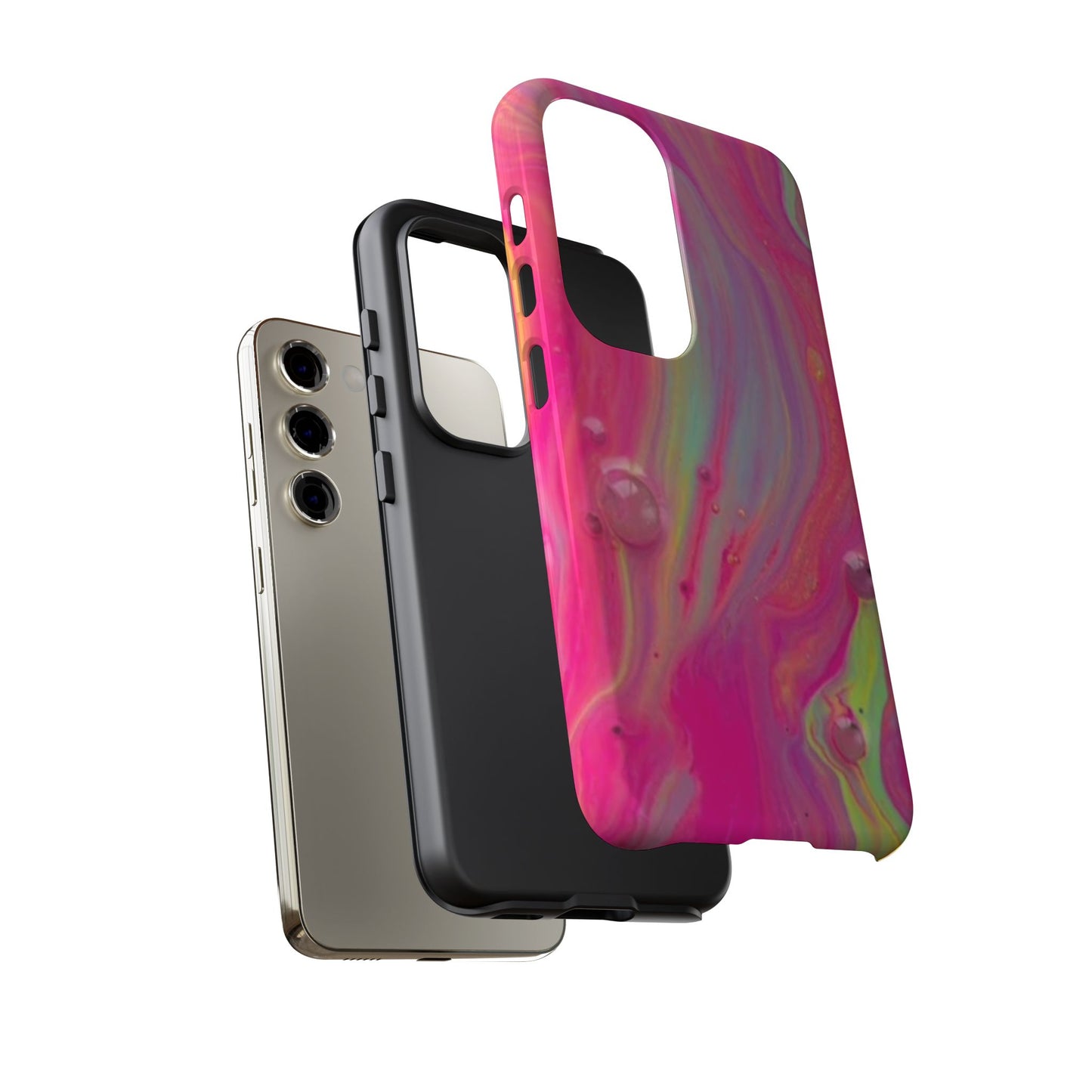 Pink Trendy Futuristic Tough Phone Case with Colorful Abstract Design for Samsung