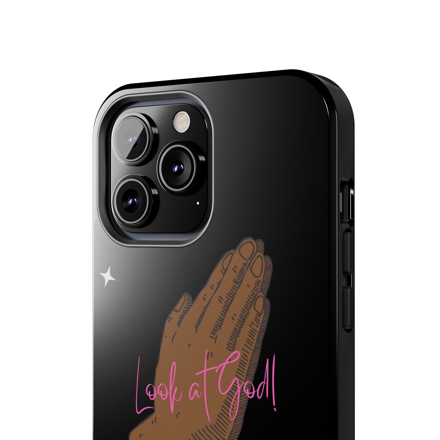 Phone Cases - 'Look at God' Praying Hands Religious Design Tough Case for iPhone