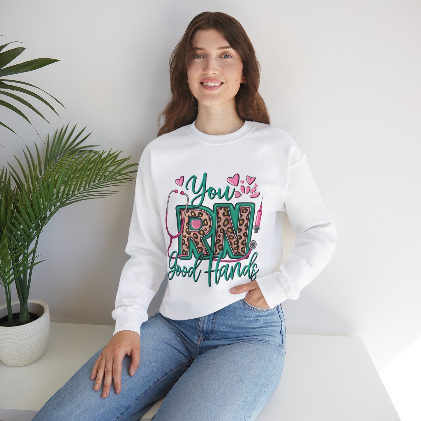 You RN Good Hands Sweatshirt - Cozy Unisex Crewneck for Nurses