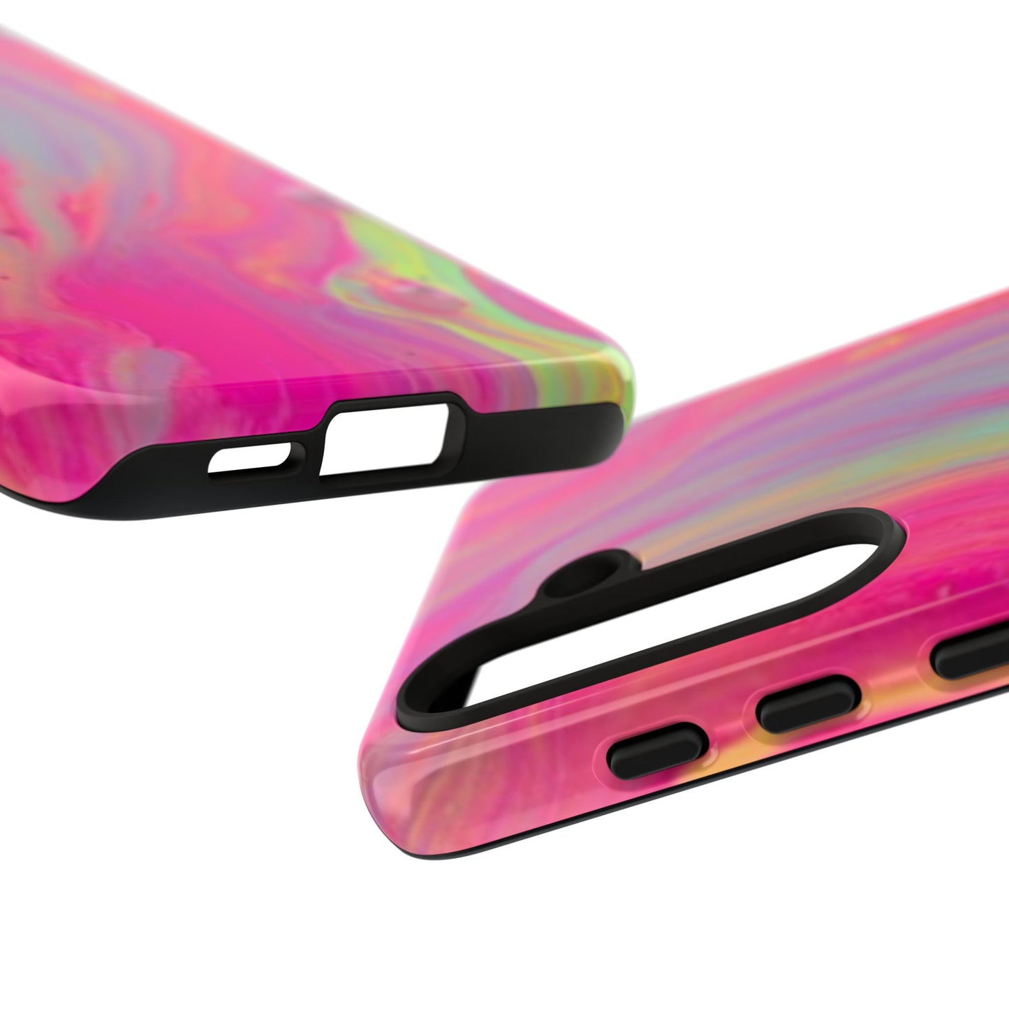 Pink Trendy Futuristic Tough Phone Case with Colorful Abstract Design for Samsung