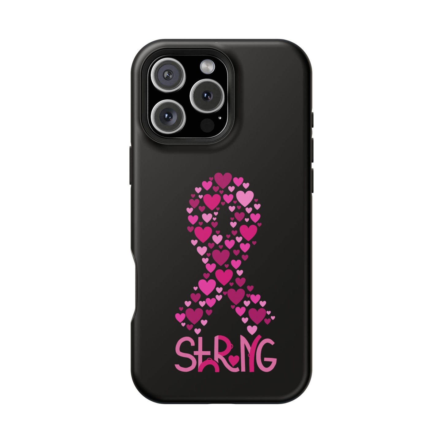 Pink Ribbon Magnetic Phone Case - Strong Heart Design, Cancer Awareness, Gift for Supporters for IPhone