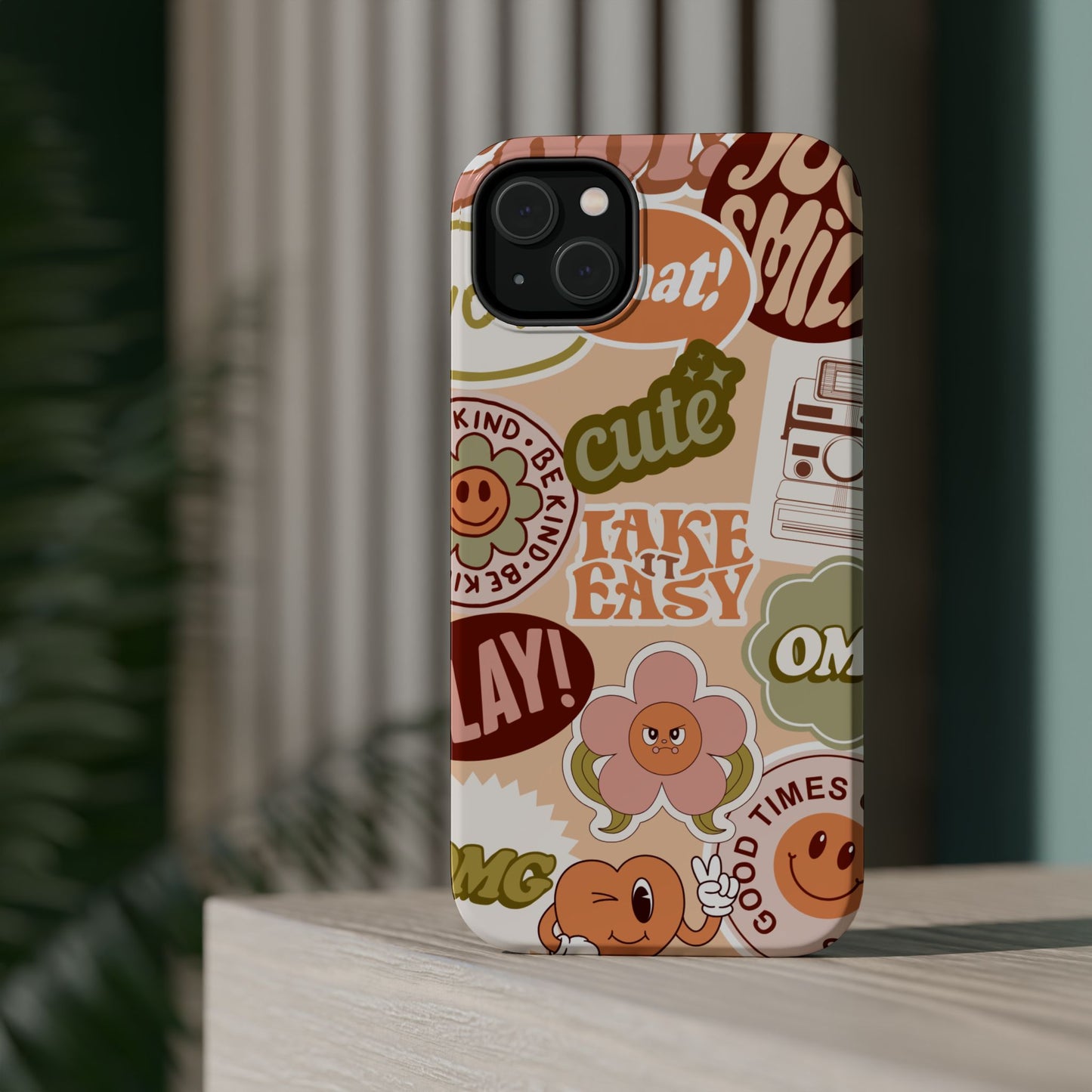 Cute Retro, Positive Affirmation Sticker Phone Case, Funky Phone Cover, Vibrant Design, Ideal Gift for Teens