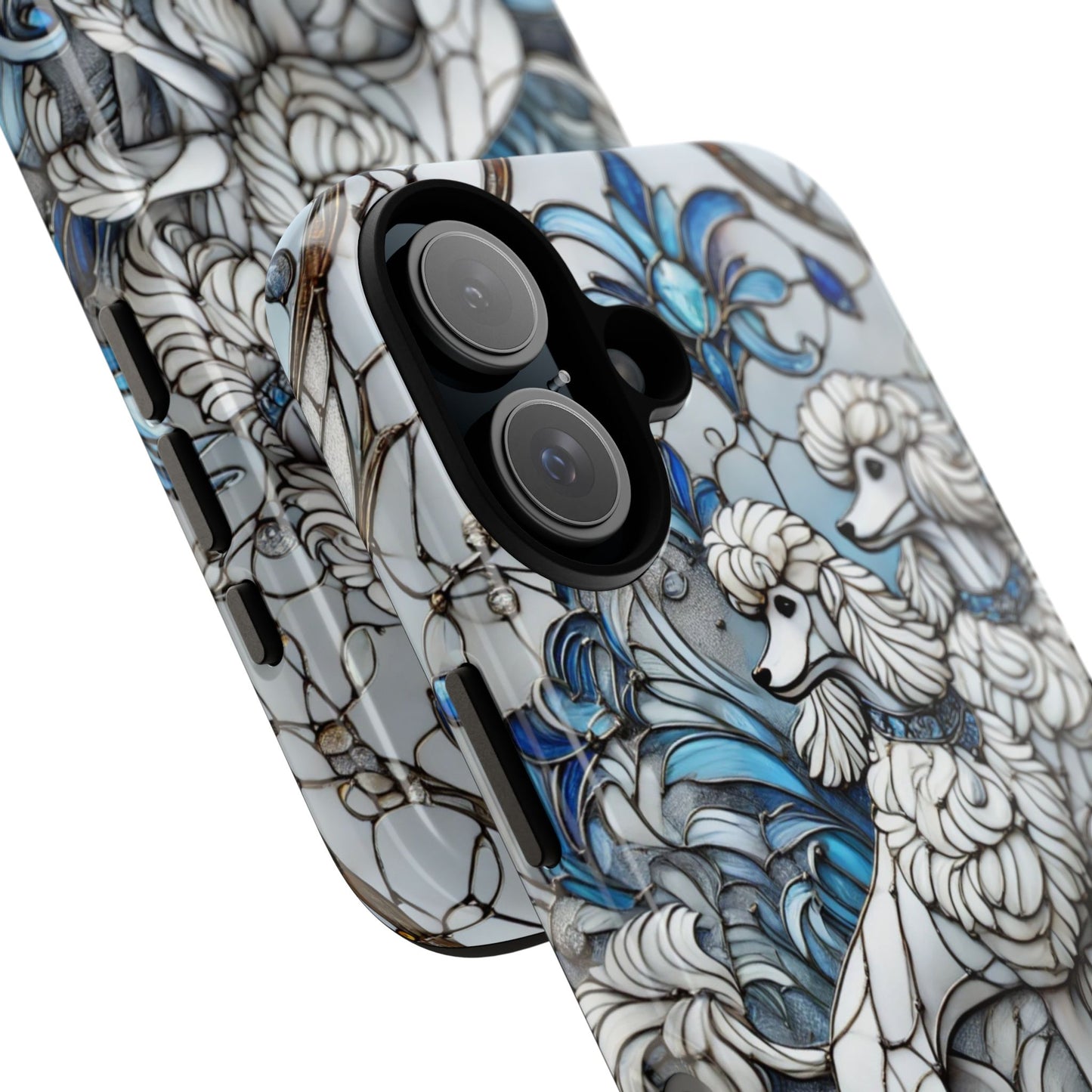 Phone Case - Elegant Blue and White Poodle Art for Samsung Phone