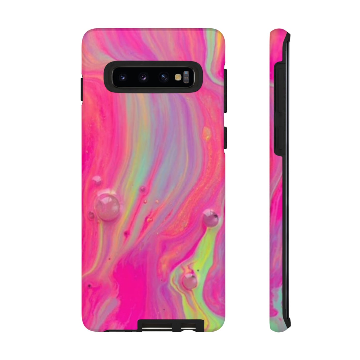 Pink Trendy Futuristic Tough Phone Case with Colorful Abstract Design for Samsung