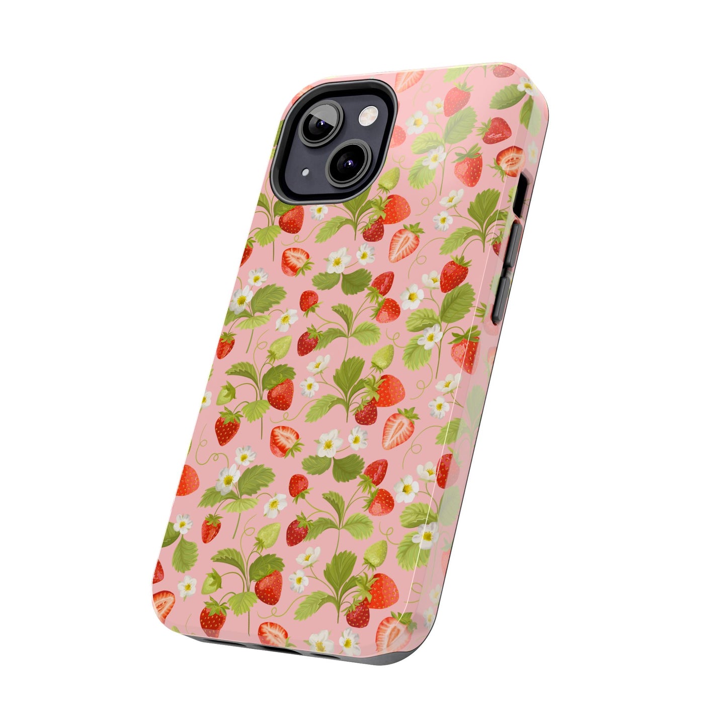 Strawberry Floral Tough Phone Case, Cute Phone Cover, Nature Lovers Gift, Summer Vibe, Durable Phone Protector, Trendy Tech Accessory