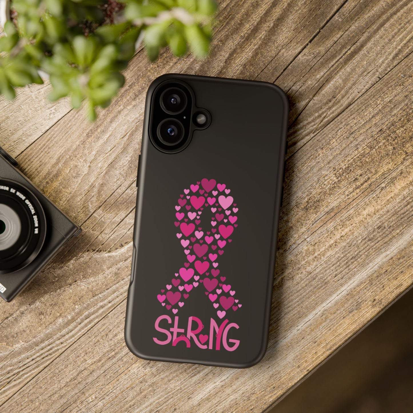 Pink Ribbon Phone Case - Strong Heart Design, Cancer Awareness, Gift for Supporters for IPhone