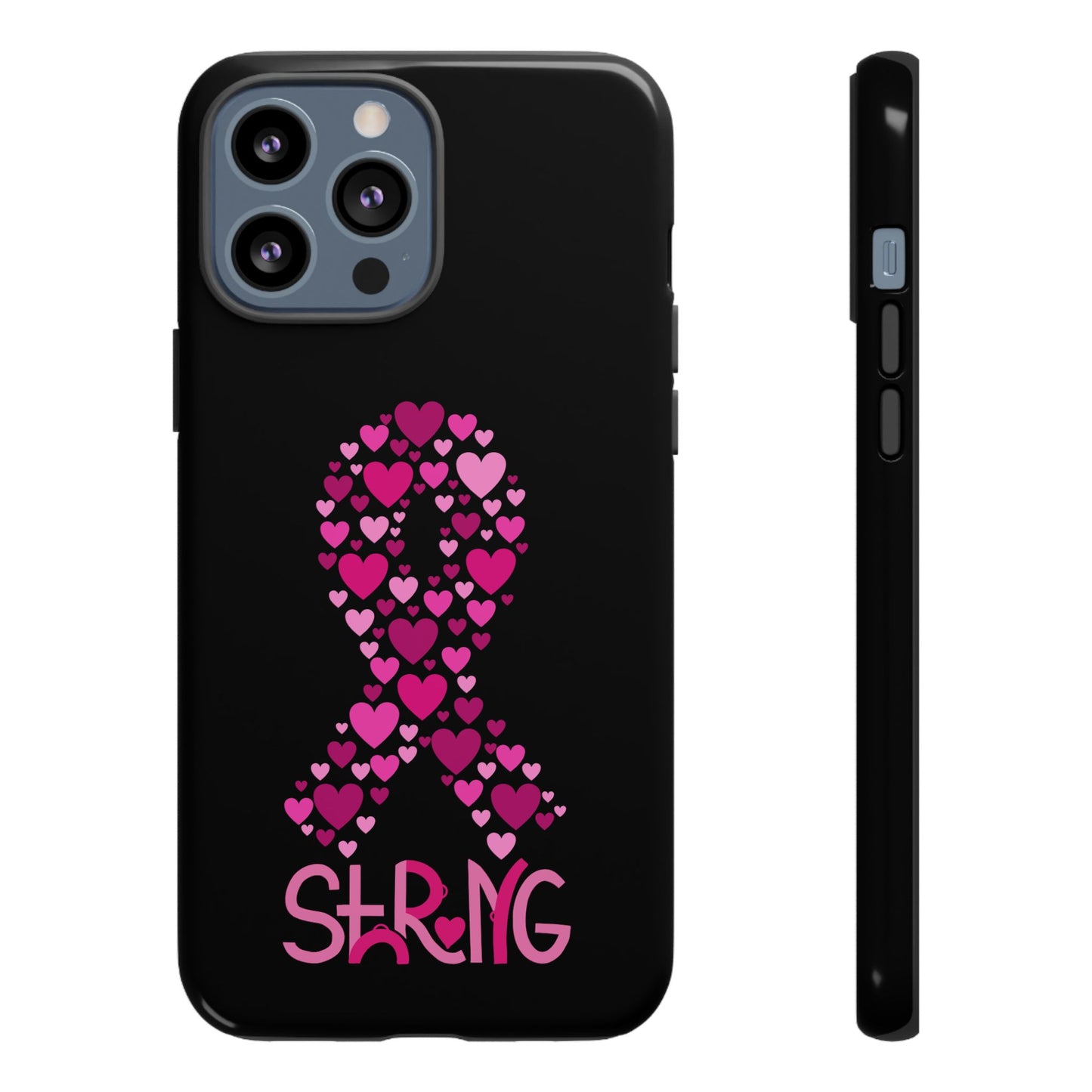 Pink Ribbon Phone Case - Strong Heart Design, Cancer Awareness, Gift for Supporters for IPhone