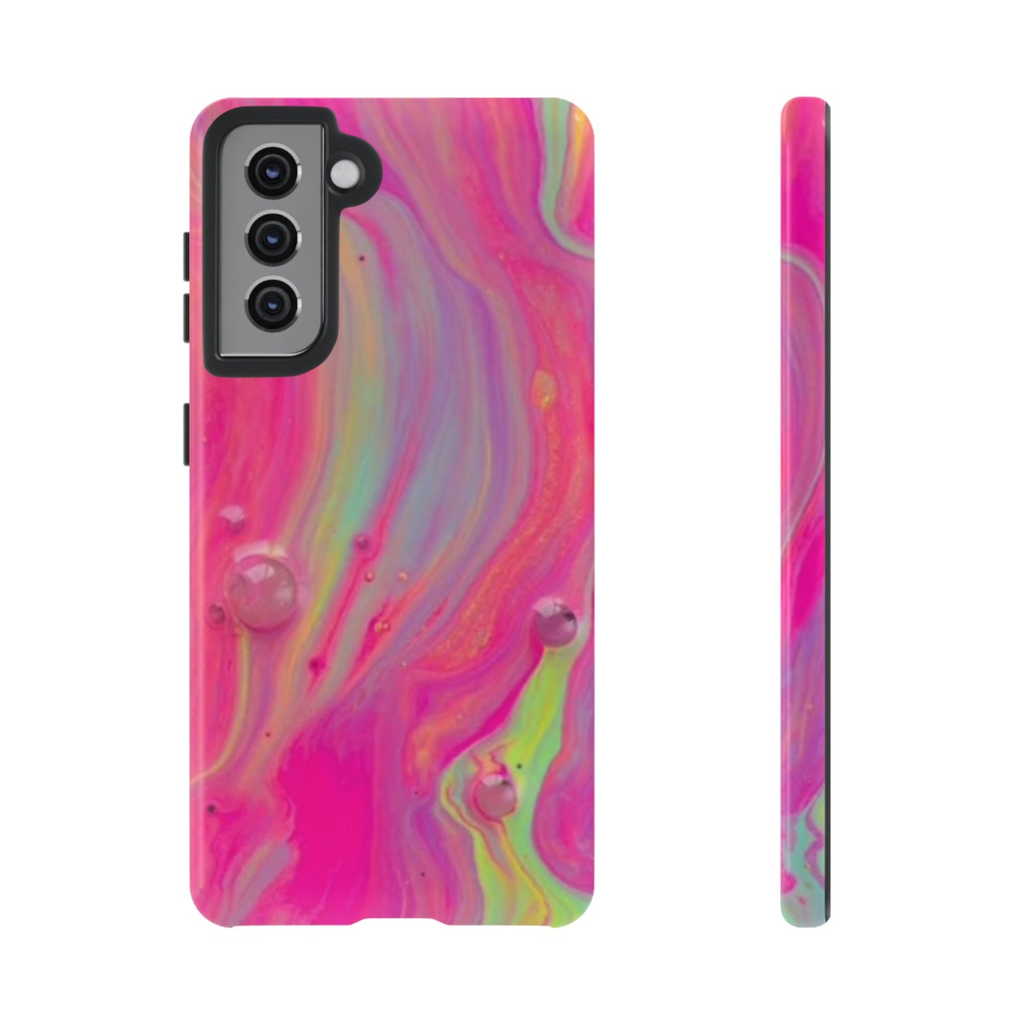Pink Trendy Futuristic Tough Phone Case with Colorful Abstract Design for Samsung