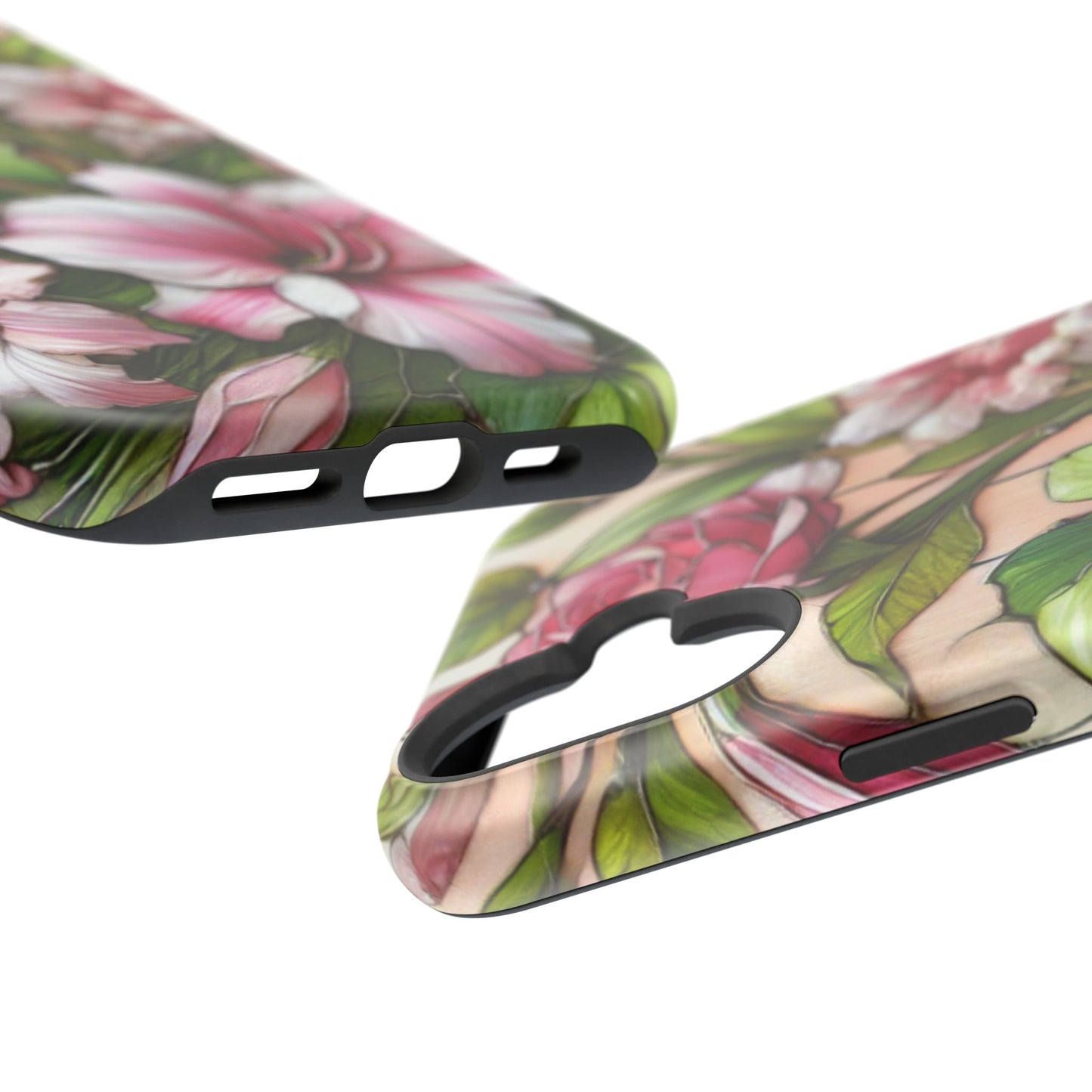 Elegant Pink & Green Floral MAGNETIC Tough Cases - Durable Phone Protection