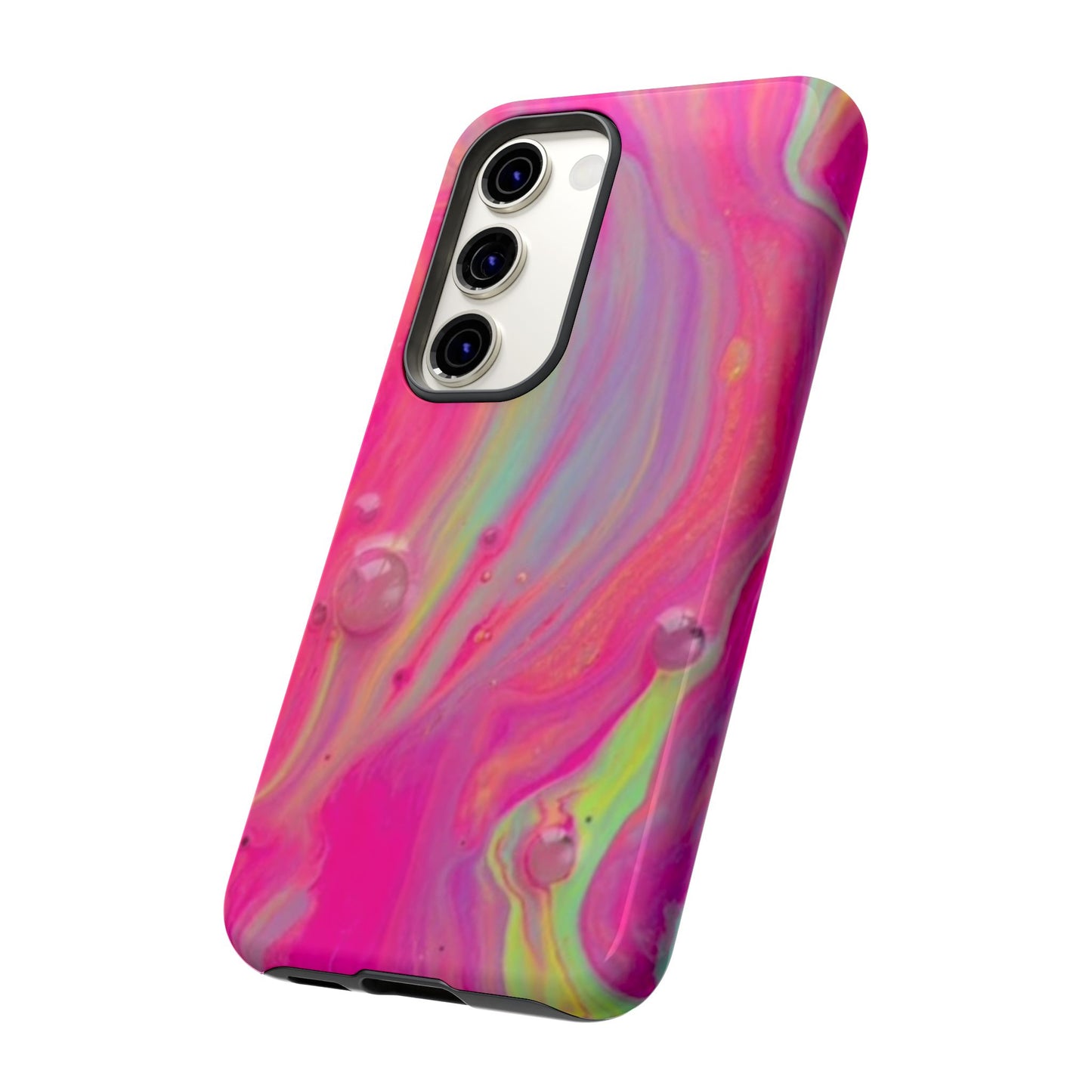 Pink Trendy Futuristic Tough Phone Case with Colorful Abstract Design for Samsung
