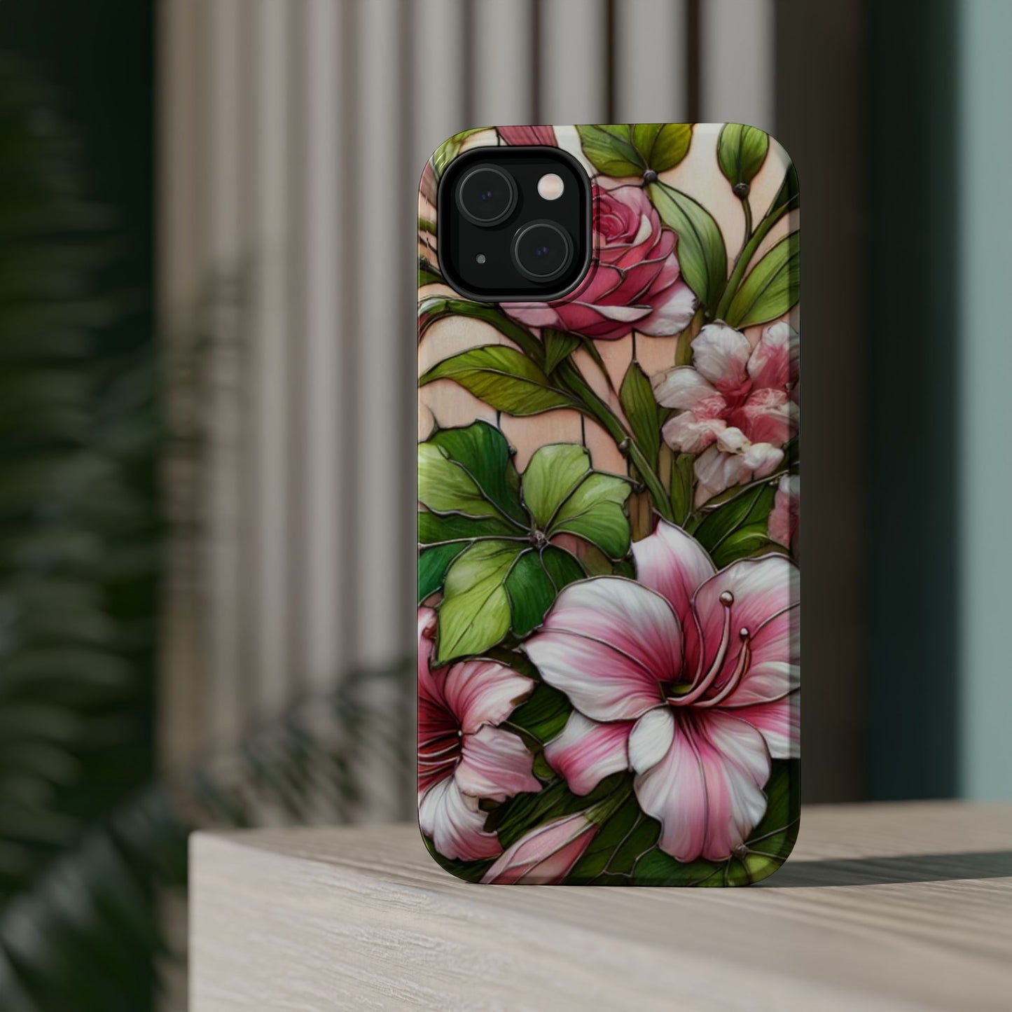 Elegant Pink & Green Floral MAGNETIC Tough Cases - Durable Phone Protection