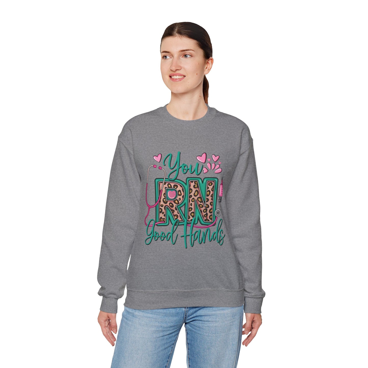 You RN Good Hands Sweatshirt - Cozy Unisex Crewneck for Nurses