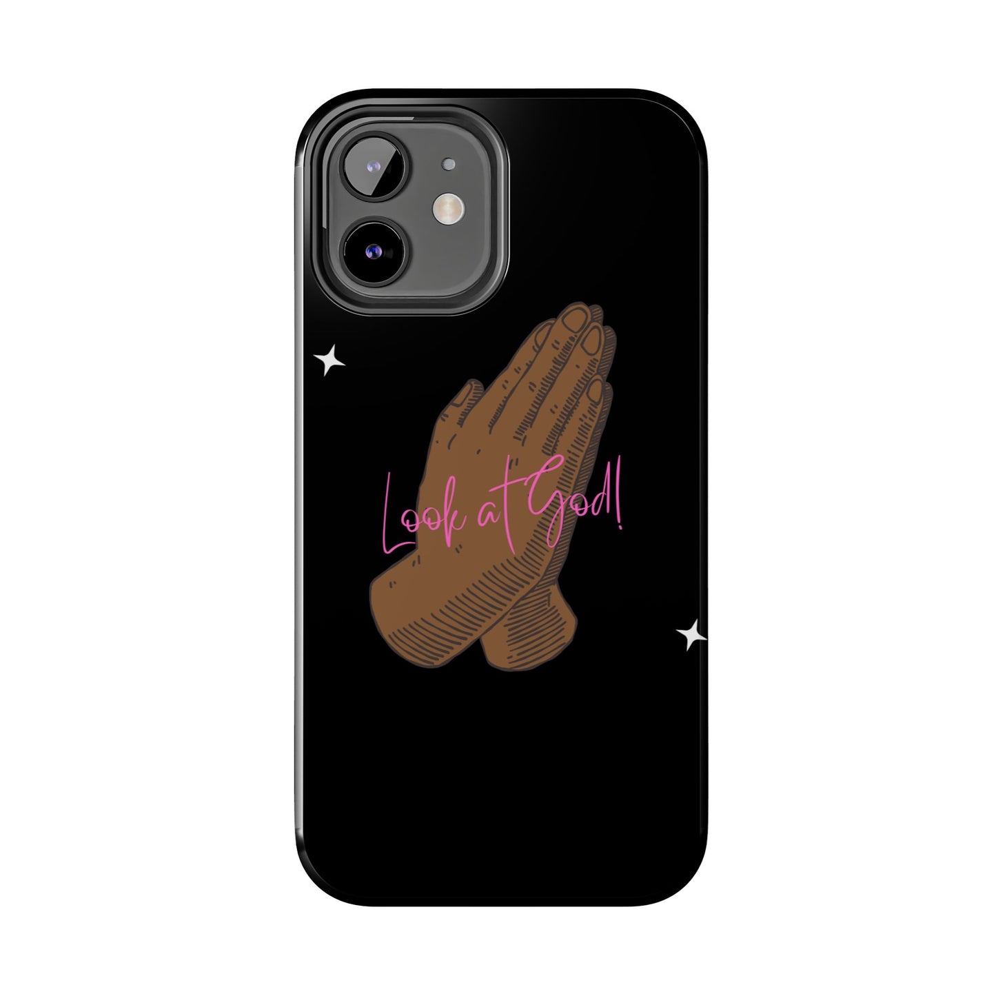 Phone Cases - 'Look at God' Praying Hands Religious Design Tough Case for iPhone
