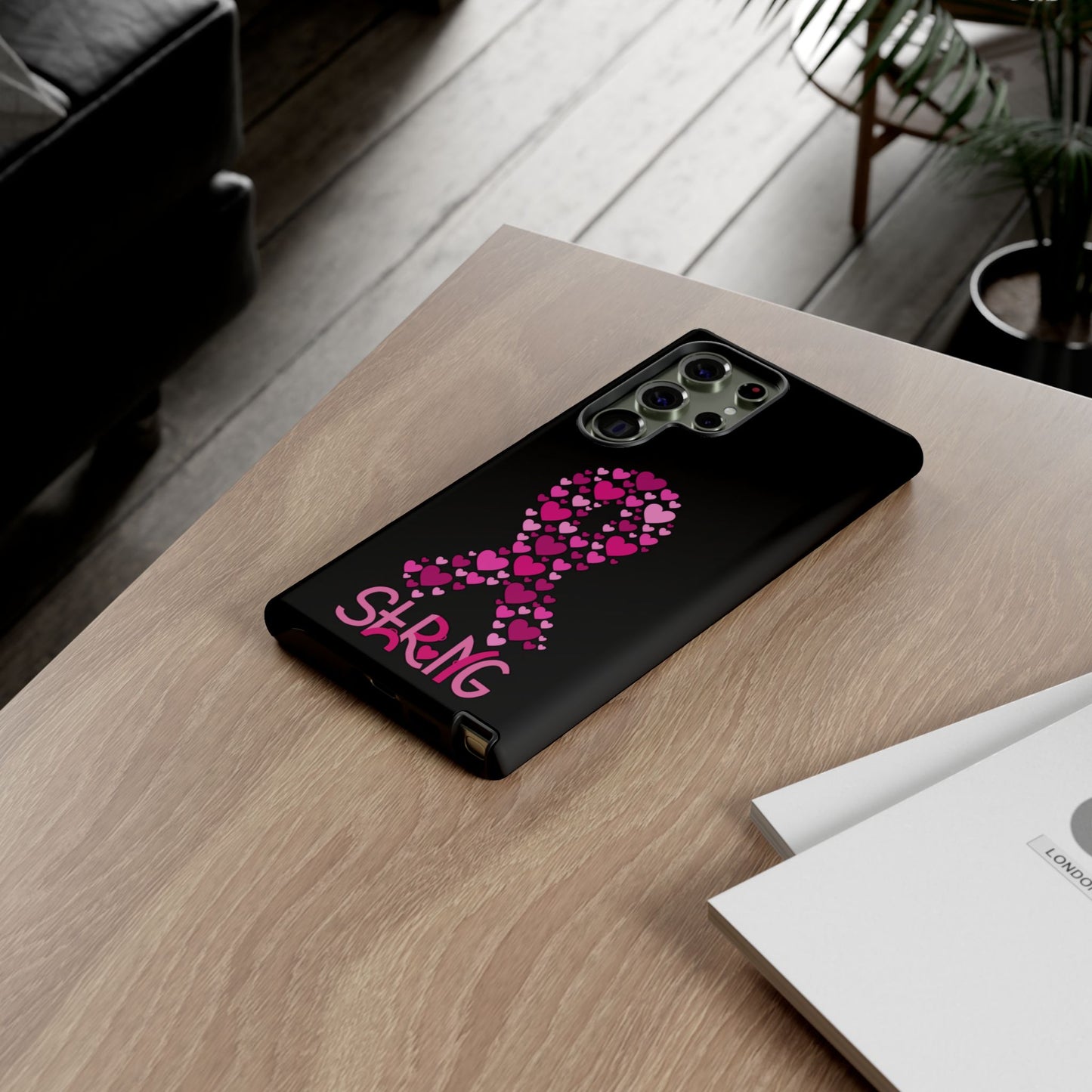 Pink Ribbon Phone Case - Strong Heart Design, Cancer Awareness, Gift for Supporters for Samsung