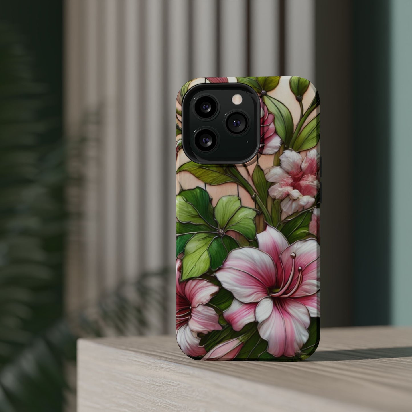 Elegant Pink & Green Floral MAGNETIC Tough Cases - Durable Phone Protection