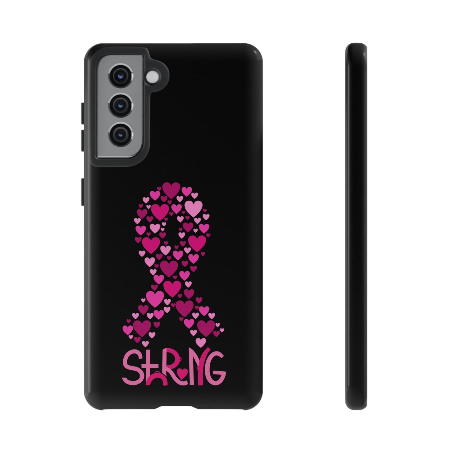 Pink Ribbon Phone Case - Strong Heart Design, Cancer Awareness, Gift for Supporters for Samsung
