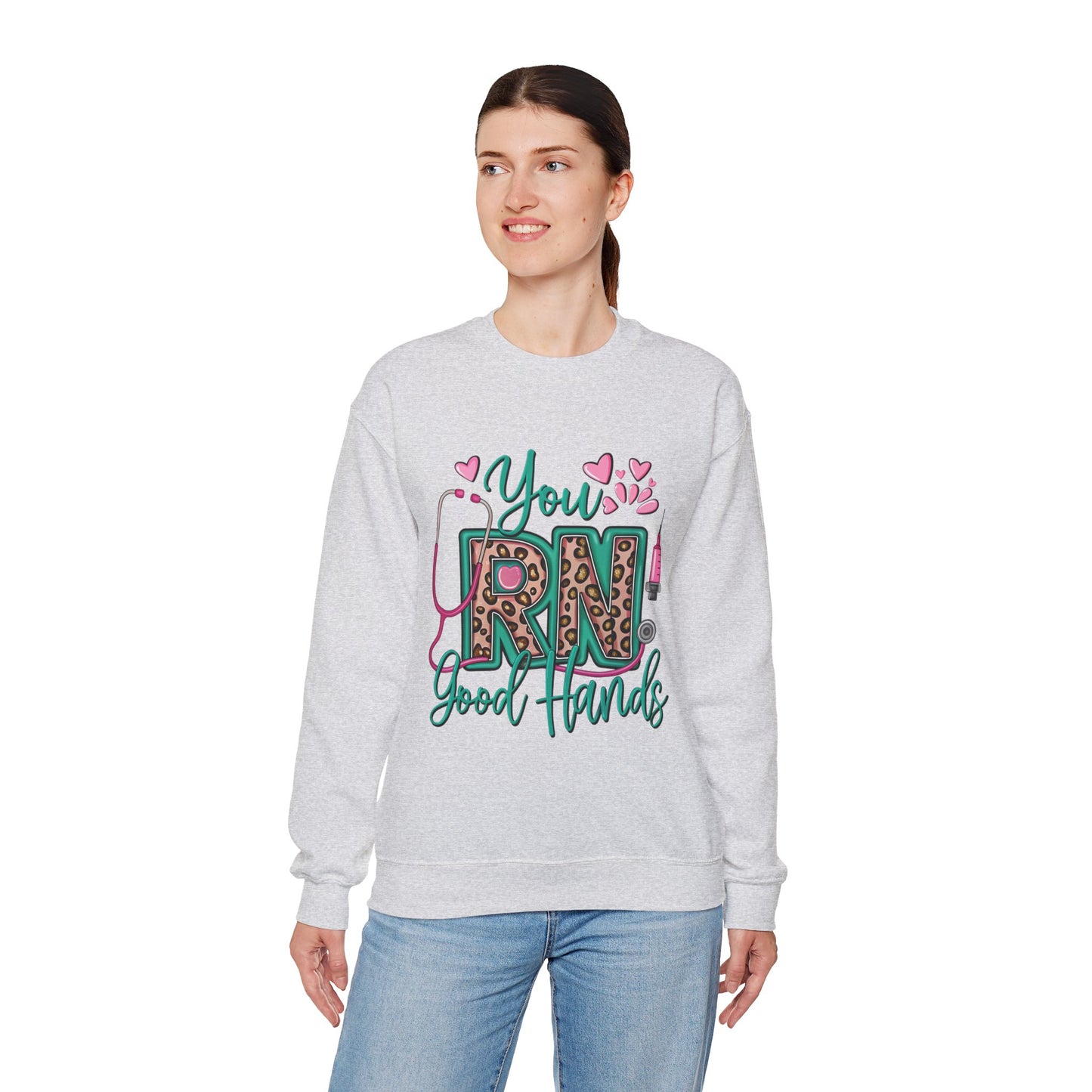 You RN Good Hands Sweatshirt - Cozy Unisex Crewneck for Nurses