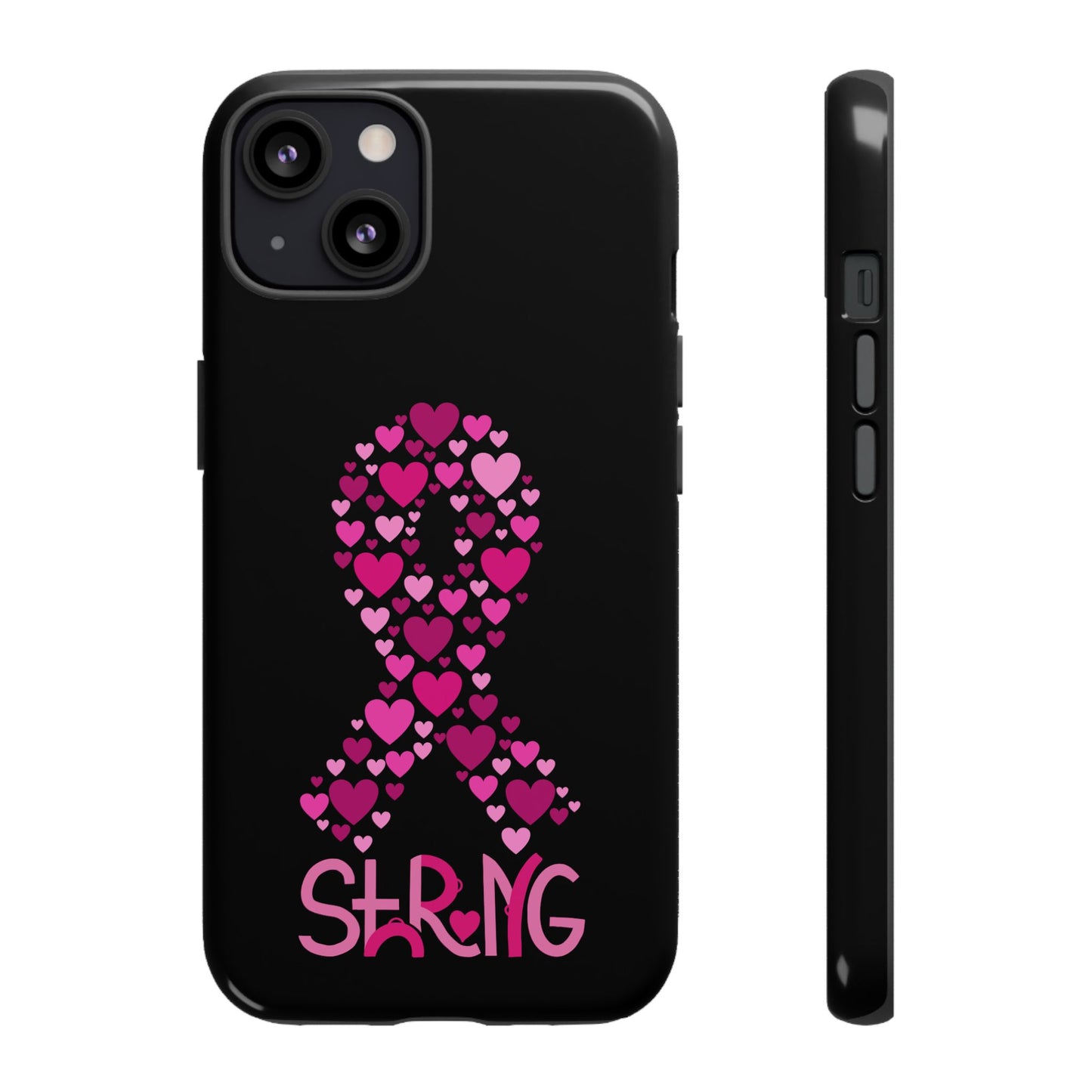 Pink Ribbon Phone Case - Strong Heart Design, Cancer Awareness, Gift for Supporters for IPhone