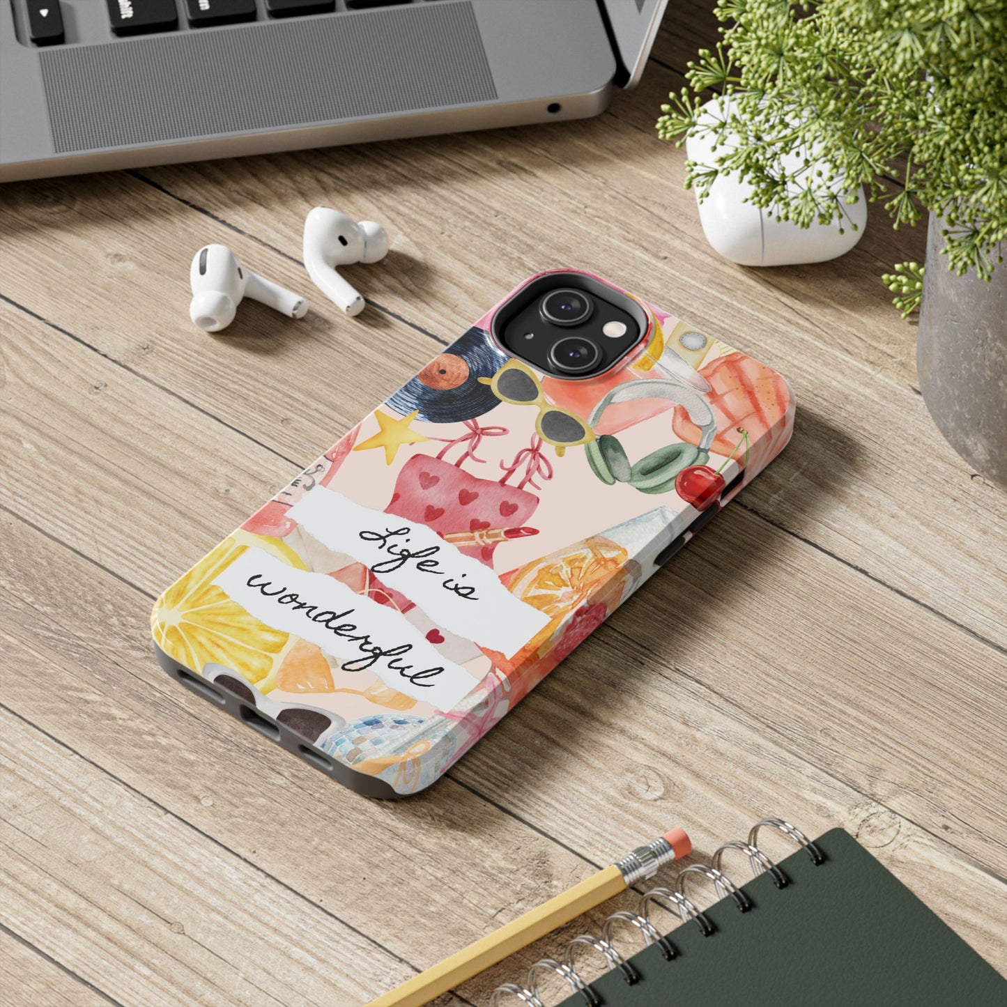 Life is Wonderful, Stylish Phone Cover, Cute Phone Accessory, Gift for Her, Summer Vibe Phone Case