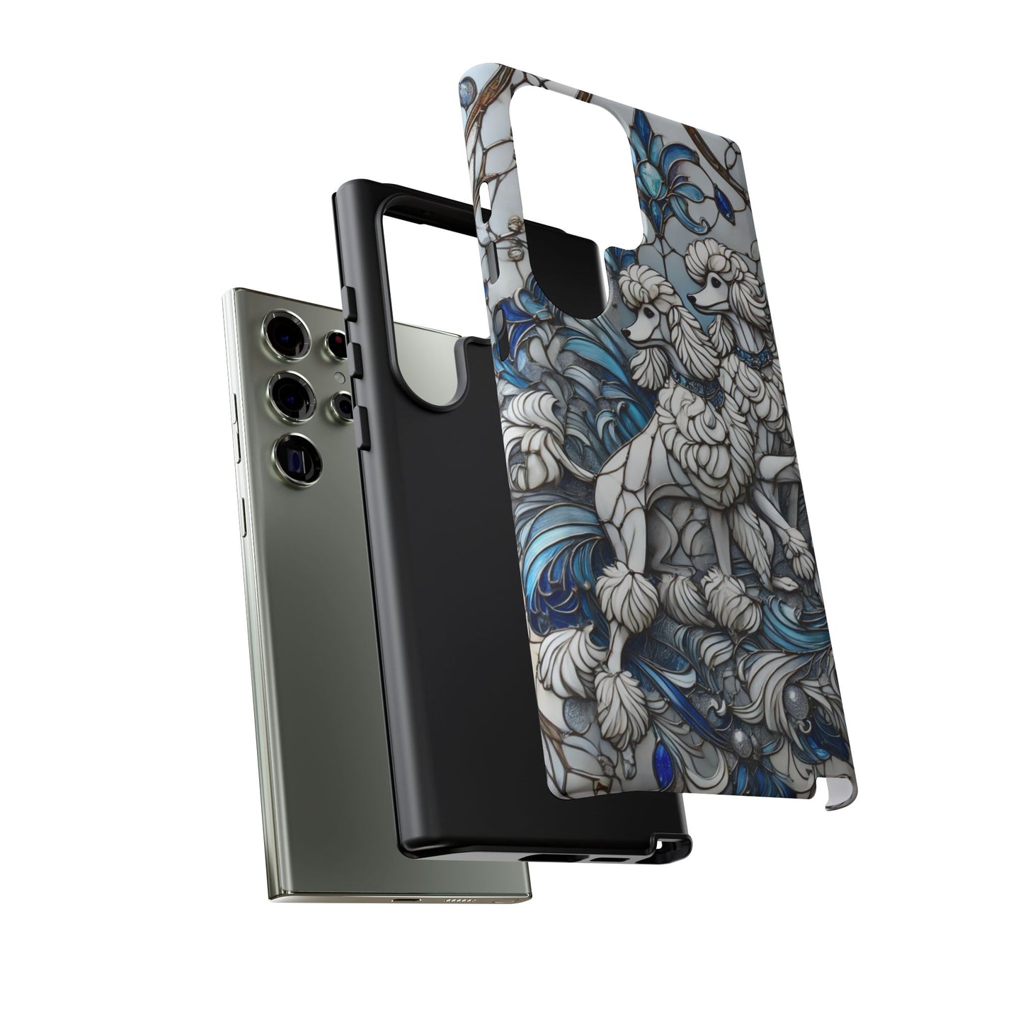 Phone Case - Elegant Blue and White Poodle Art for Samsung Phone