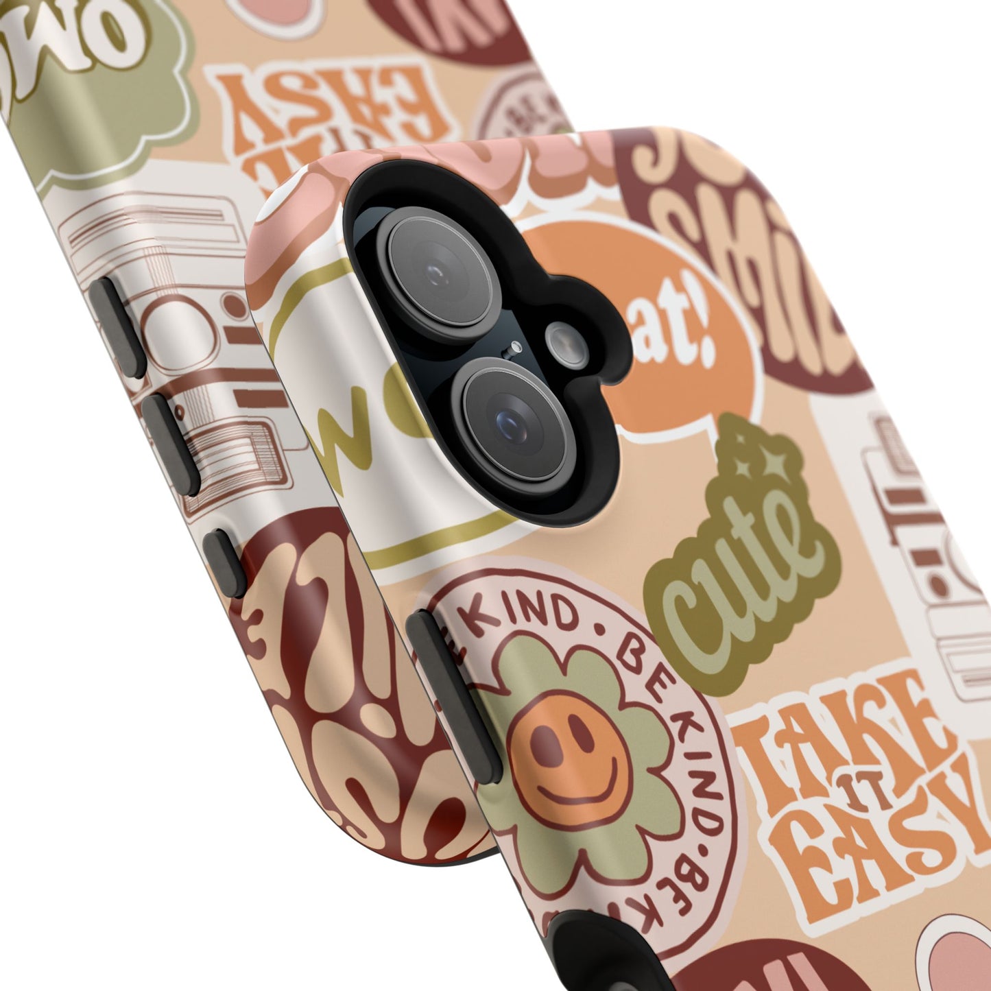 Cute Retro, Positive Affirmation Sticker Phone Case, Funky Phone Cover, Vibrant Design, Ideal Gift for Teens