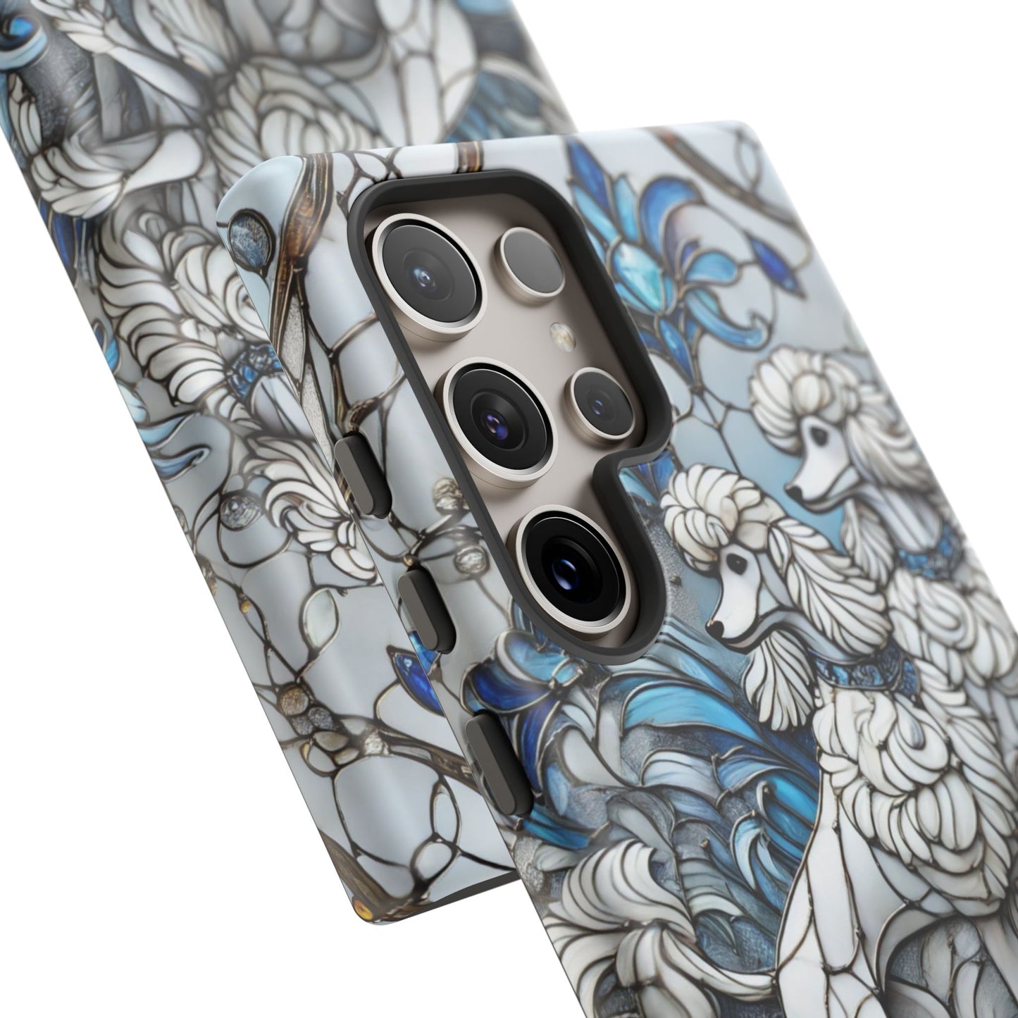 Phone Case - Elegant Blue and White Poodle Art for Samsung Phone