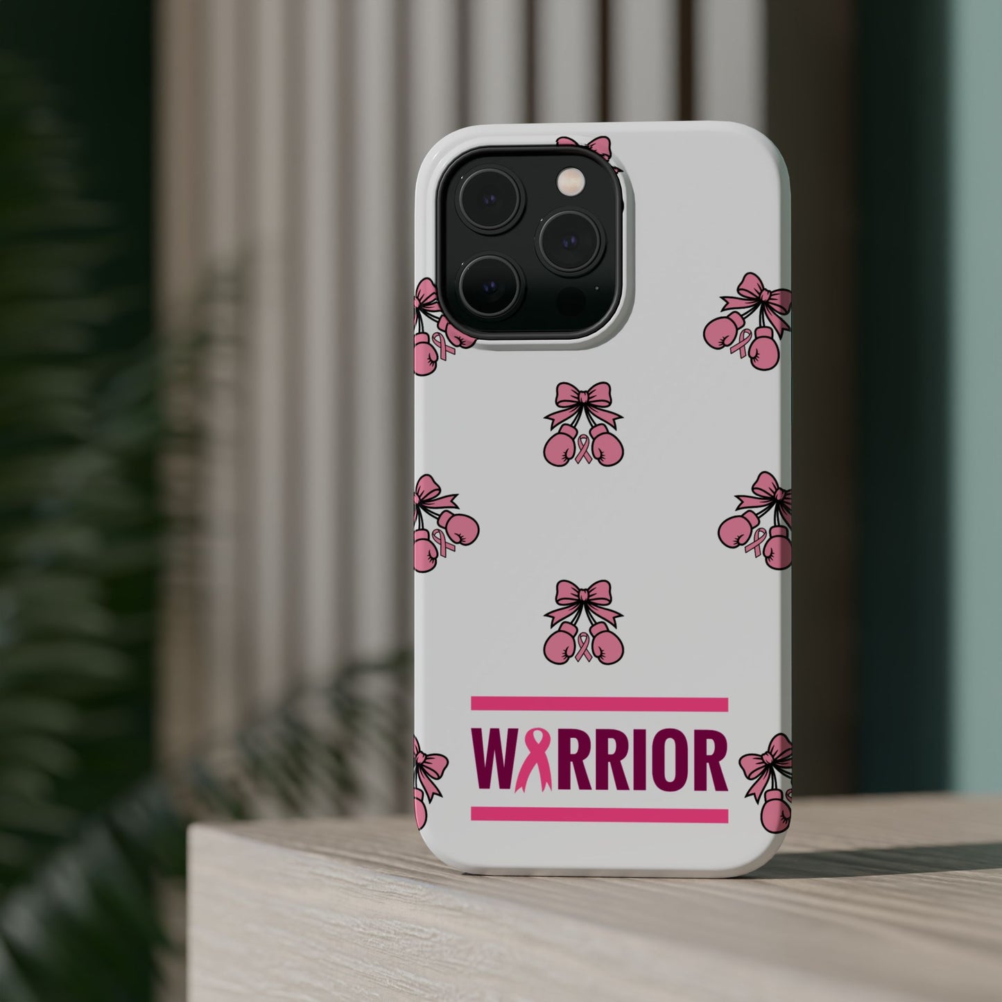 Warrior Bow Pink Magnetic Phone Case, Support Breast Cancer Awareness, Gift for Cancer Fighters for Iphone
