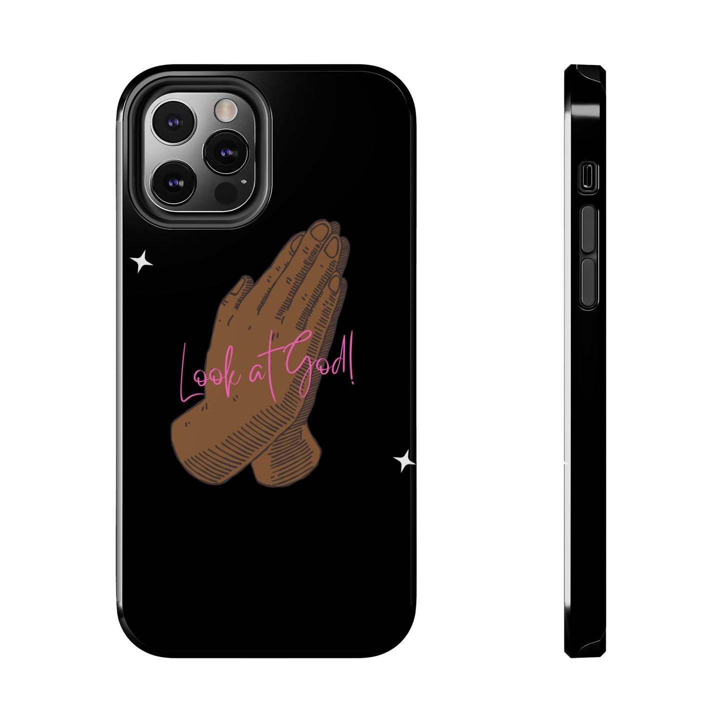 Phone Cases - 'Look at God' Praying Hands Religious Design Tough Case for iPhone