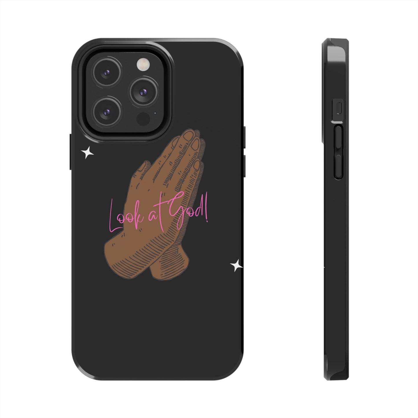 Phone Cases - 'Look at God' Praying Hands Religious Design Tough Case for iPhone