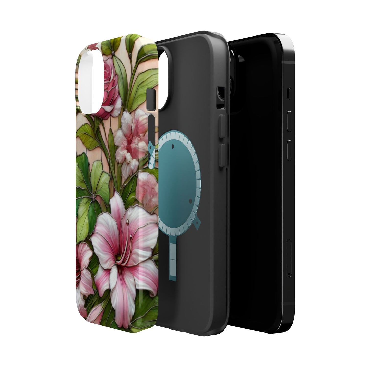 Elegant Pink & Green Floral MAGNETIC Tough Cases - Durable Phone Protection