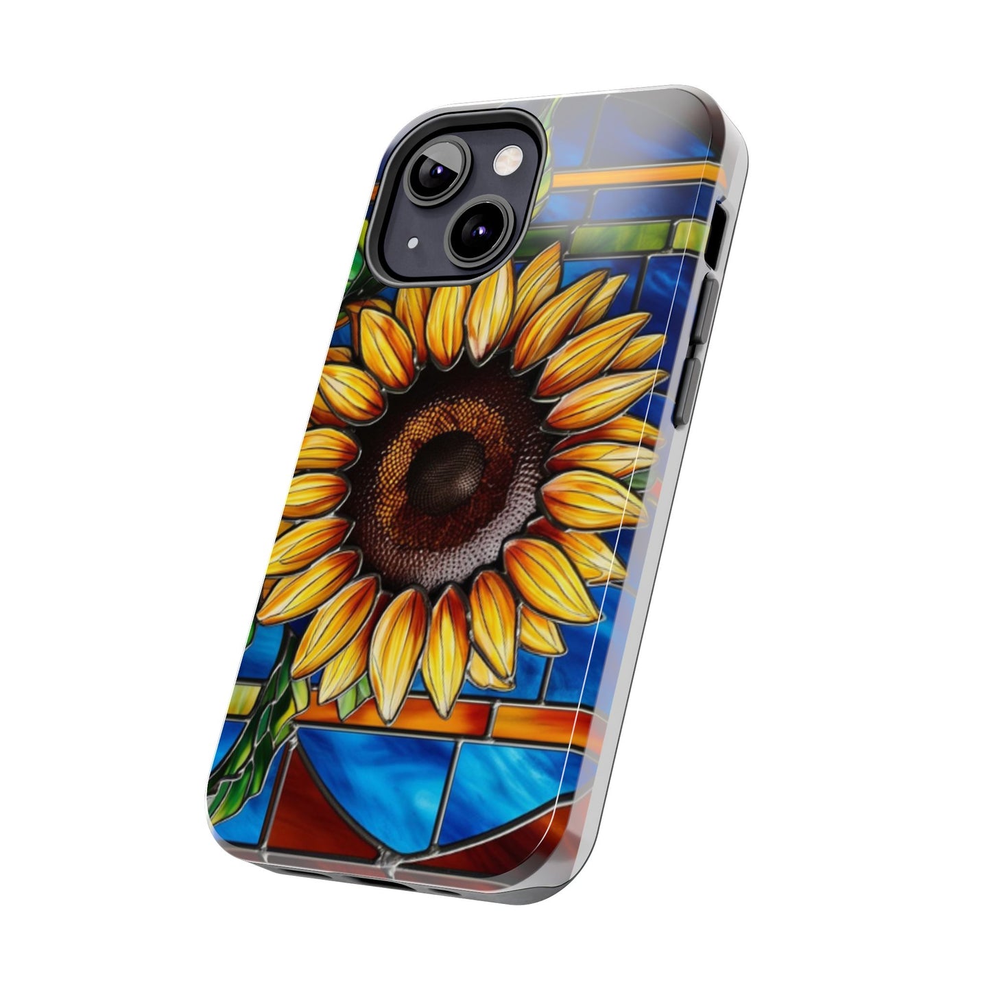 Vibrant Sunflower Tough Phone Case with Stained Glass Effect - Durable & Stylish Protection