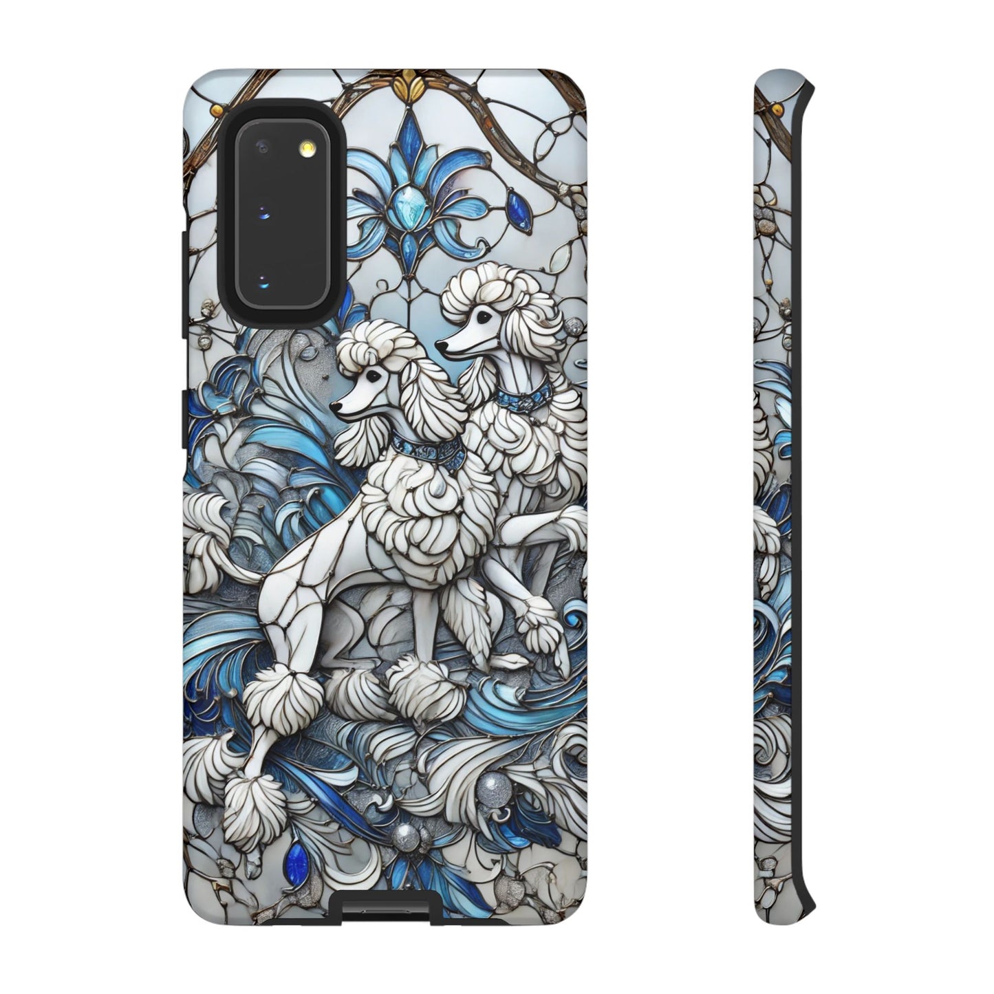 Phone Case - Elegant Blue and White Poodle Art for Samsung Phone